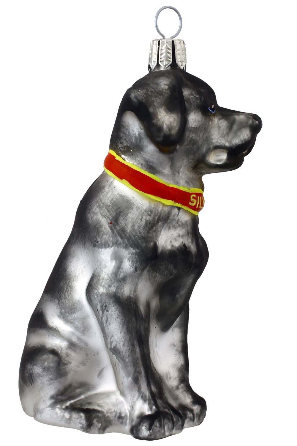 Hamburger Weihnachtskontor Christbaumschmuck Labrador grau/weiss, mundgeblasen - handdekoriert