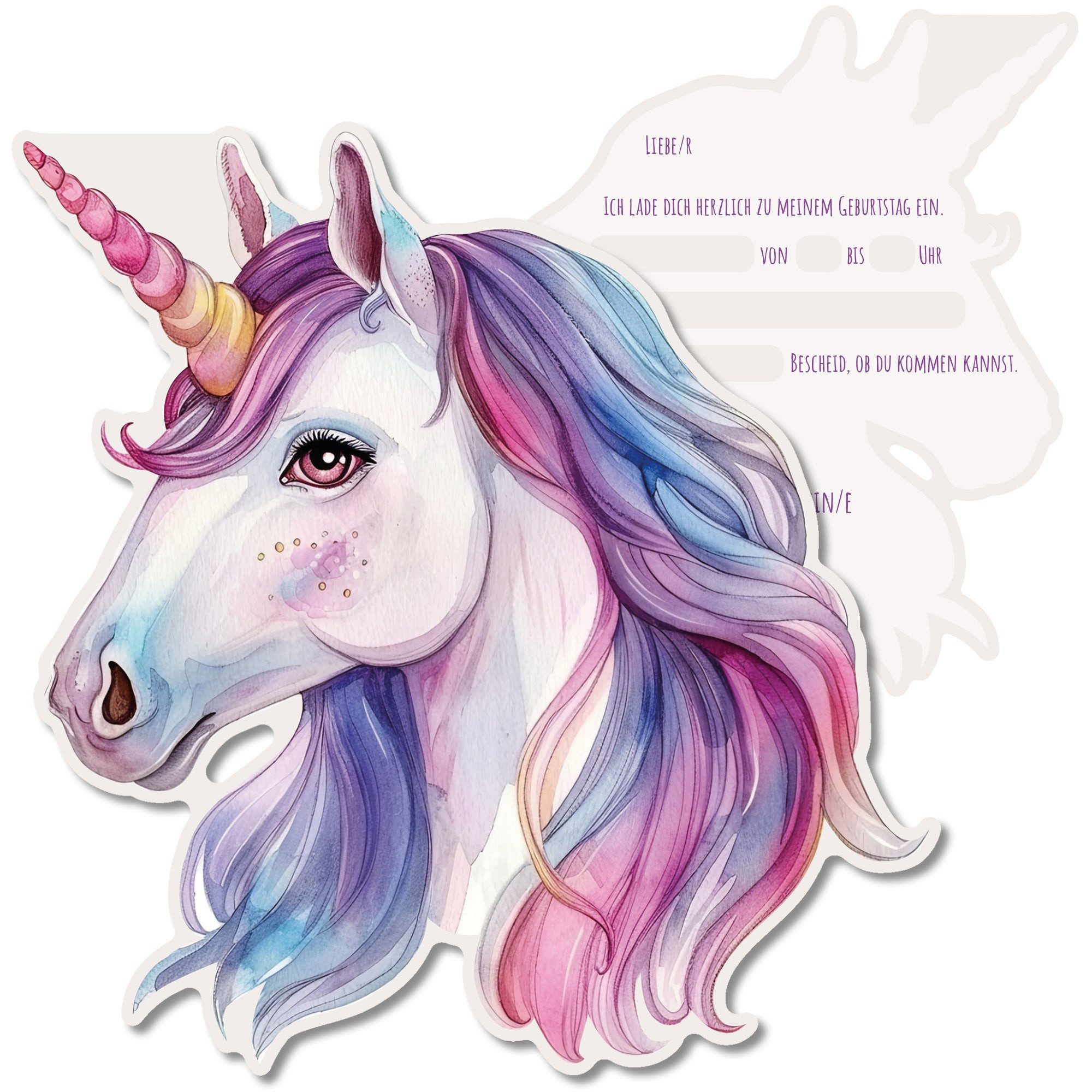 CUPCAKES & KISSES Einladungskarten 12x Einhorn Einladungskarten Kindergeburtstag für Kinder, Einhorn