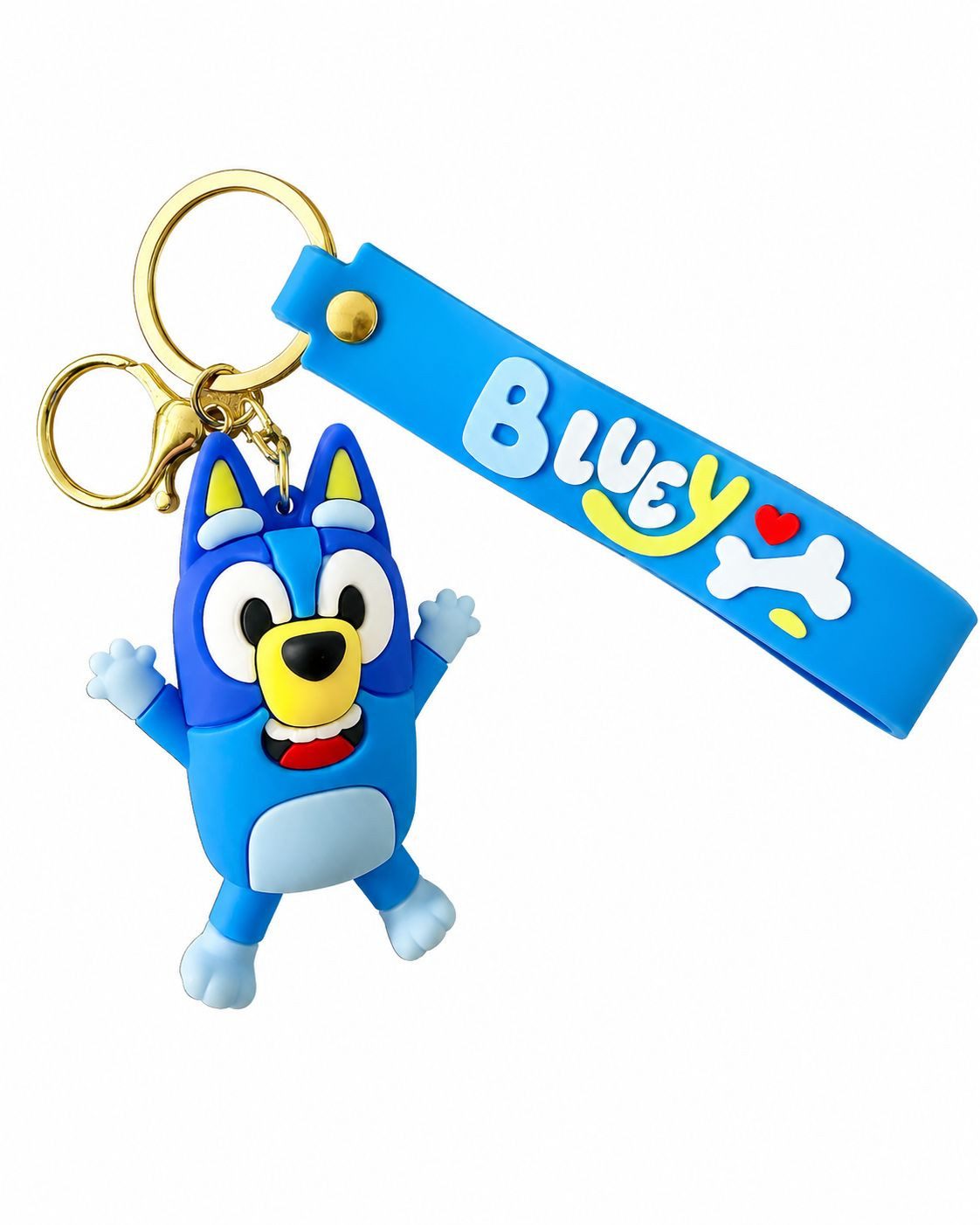 soma Schlüsselanhänger Bluey Bandit Heeler 3D Schlüsselanhänger 6,5cm Sammelfigur,1 Stück (Set, 1-tlg., Geschenk-Set), Silikonanhänger mit Metallring für Rucksack, Tasche & Schule