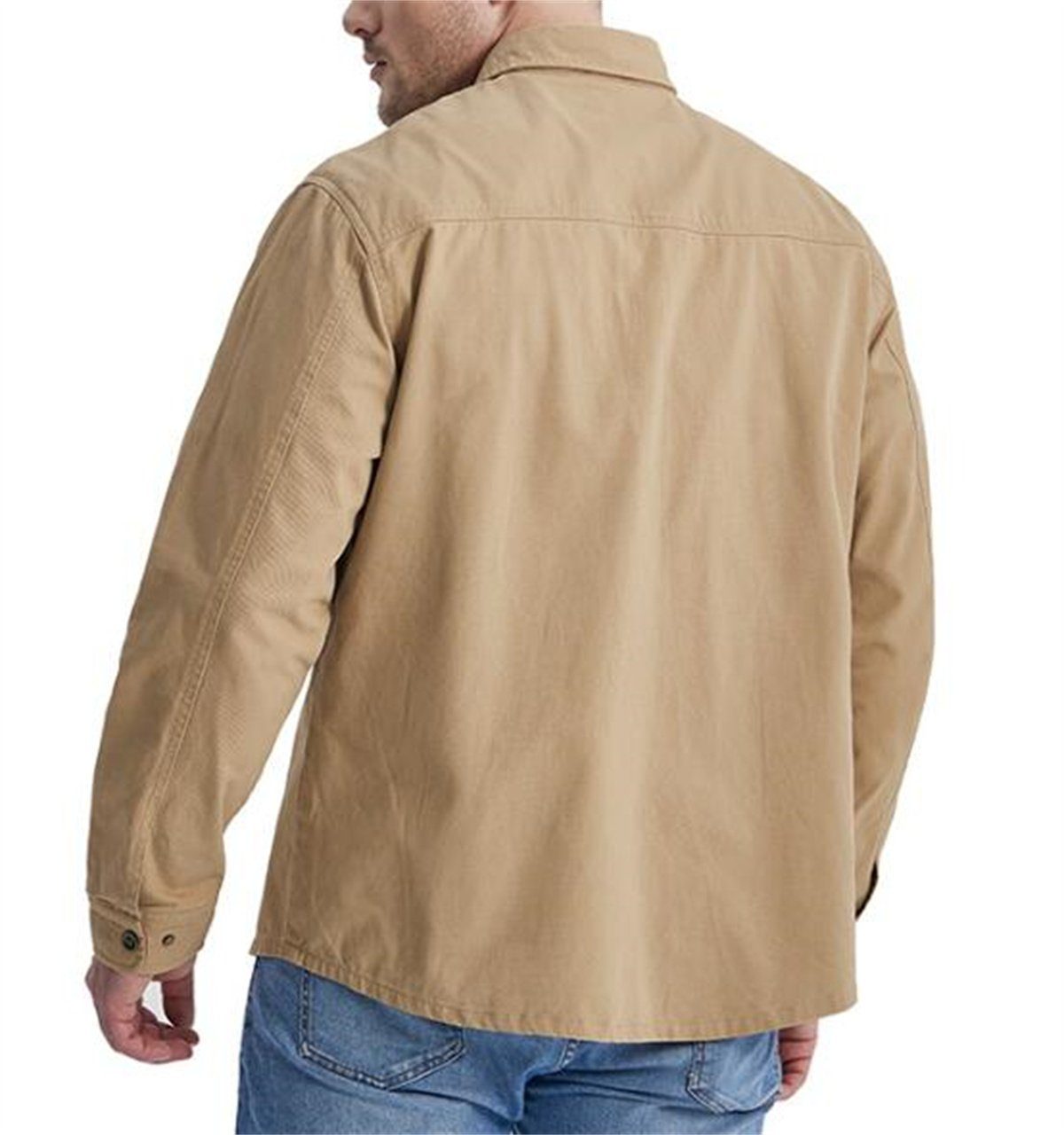 Kontrastfarbe mit Discaver in Übergroßes, übergroßes aus Khaki Kragen Hemd Sweatshirt Cord
