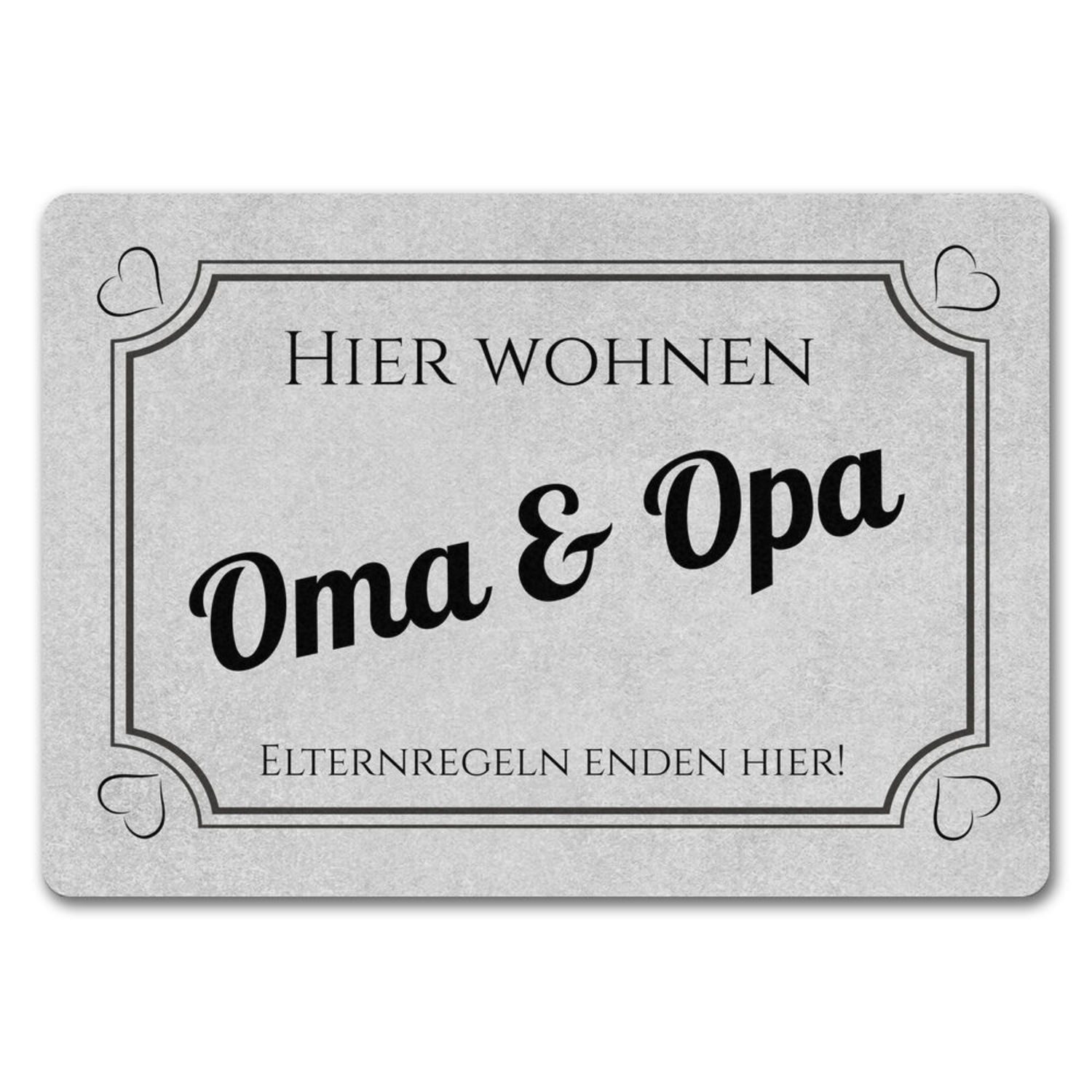 Fußmatte Hier wohnen Opa und Oma Fußmatte in 35x50 cm ohne Rand Elternregeln