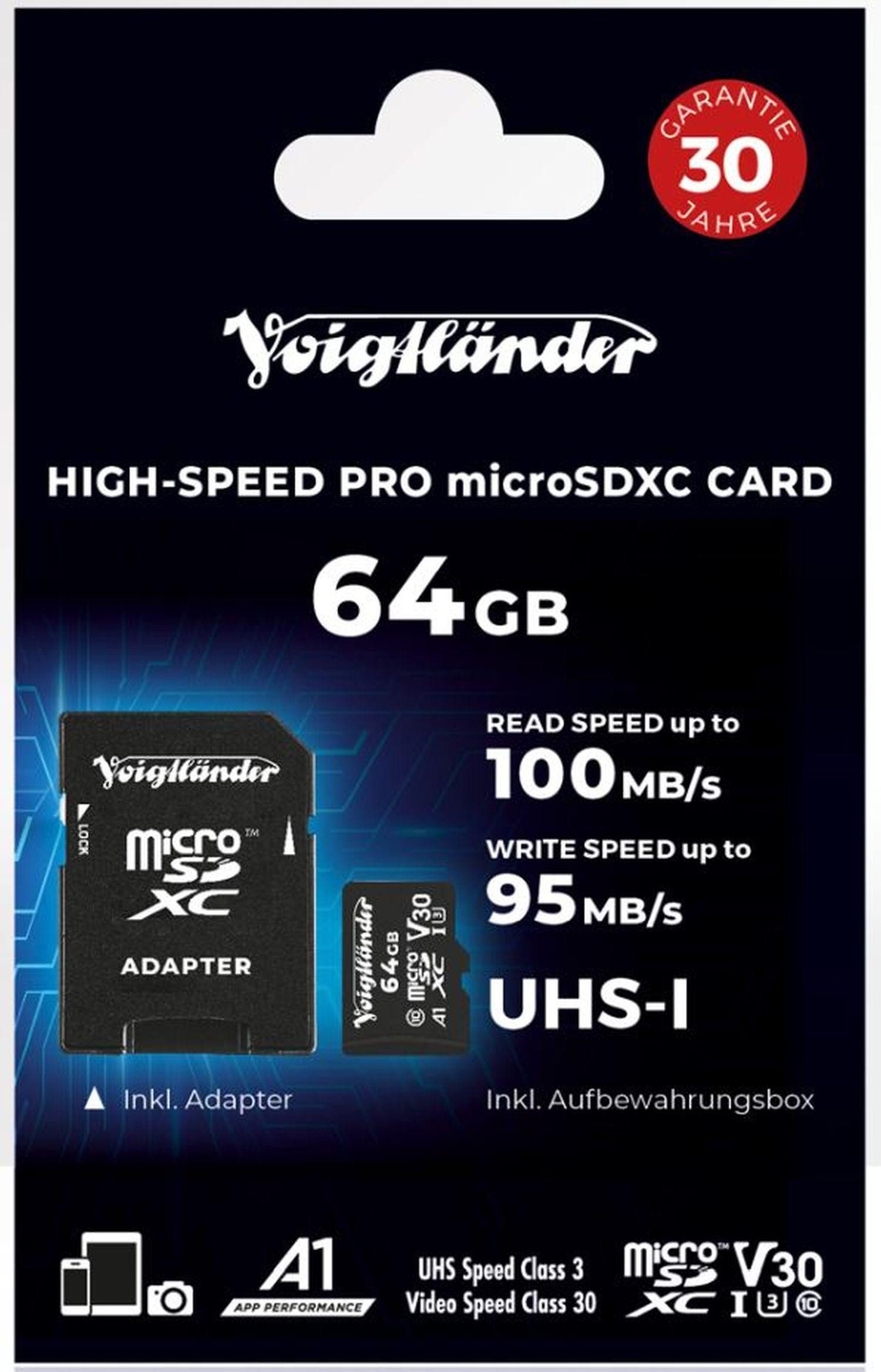 Voigtländer 64GB microSDXC Prof. High-Speed UHS-I Speicherkarte