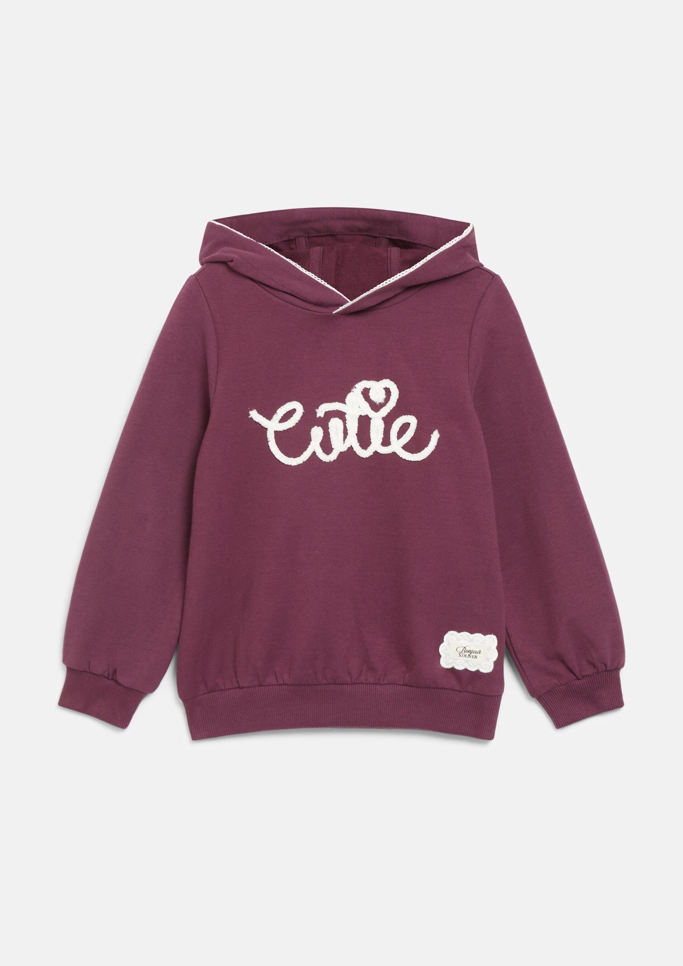 s.Oliver Sweatshirt Sweatshirt Hoodie mit Spitzen-Details und Applikation