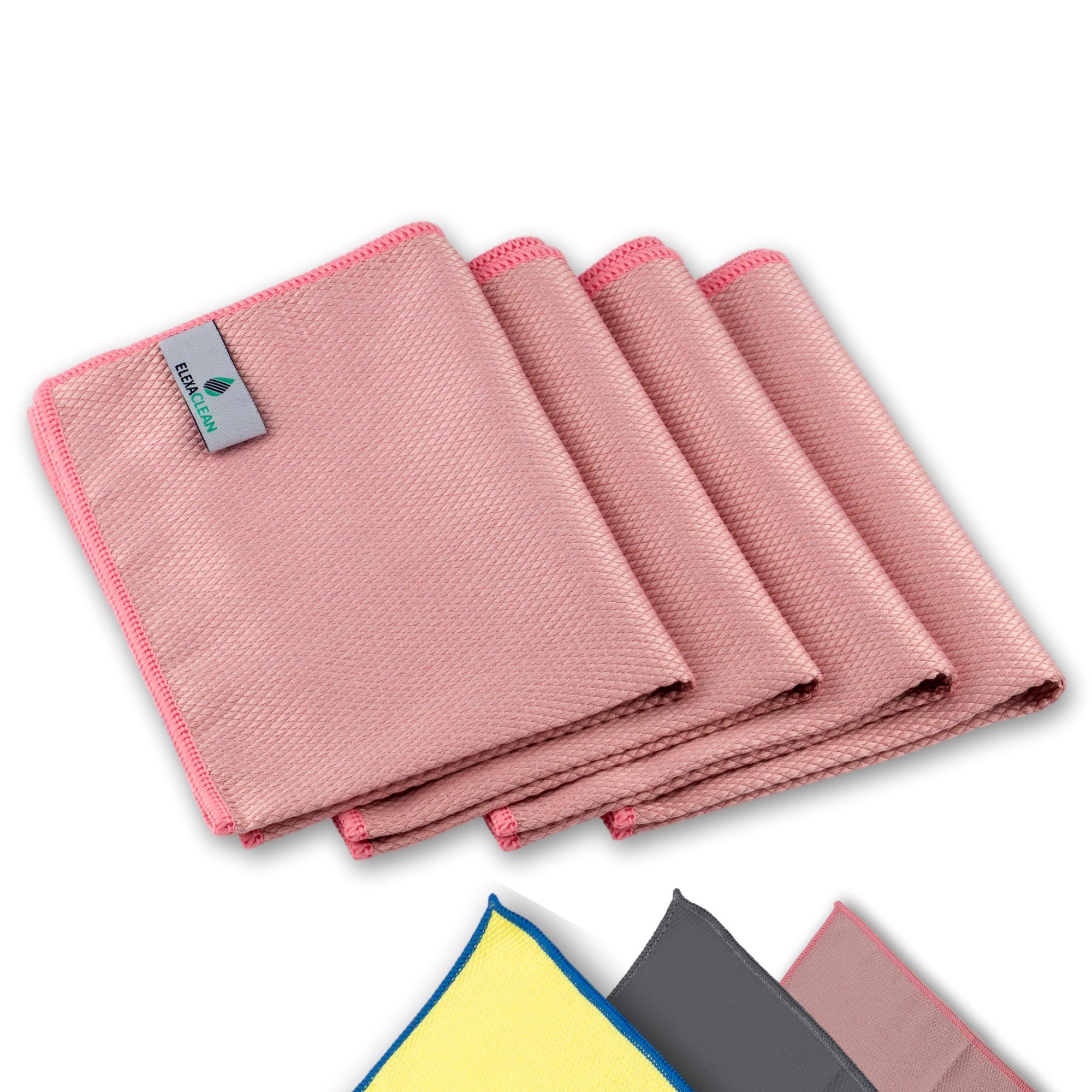 ELEXACLEAN Mikrofaser Fenstertücher Reinigungstücher (80% Polyester, 20% Polyamid (Mikrofaser), 30x40 cm, Set, 4-tlg., 40x30 cm, streifenfrei, fusselfrei, reinigt nur mit Wasser, ULTRA CLEAR compact)