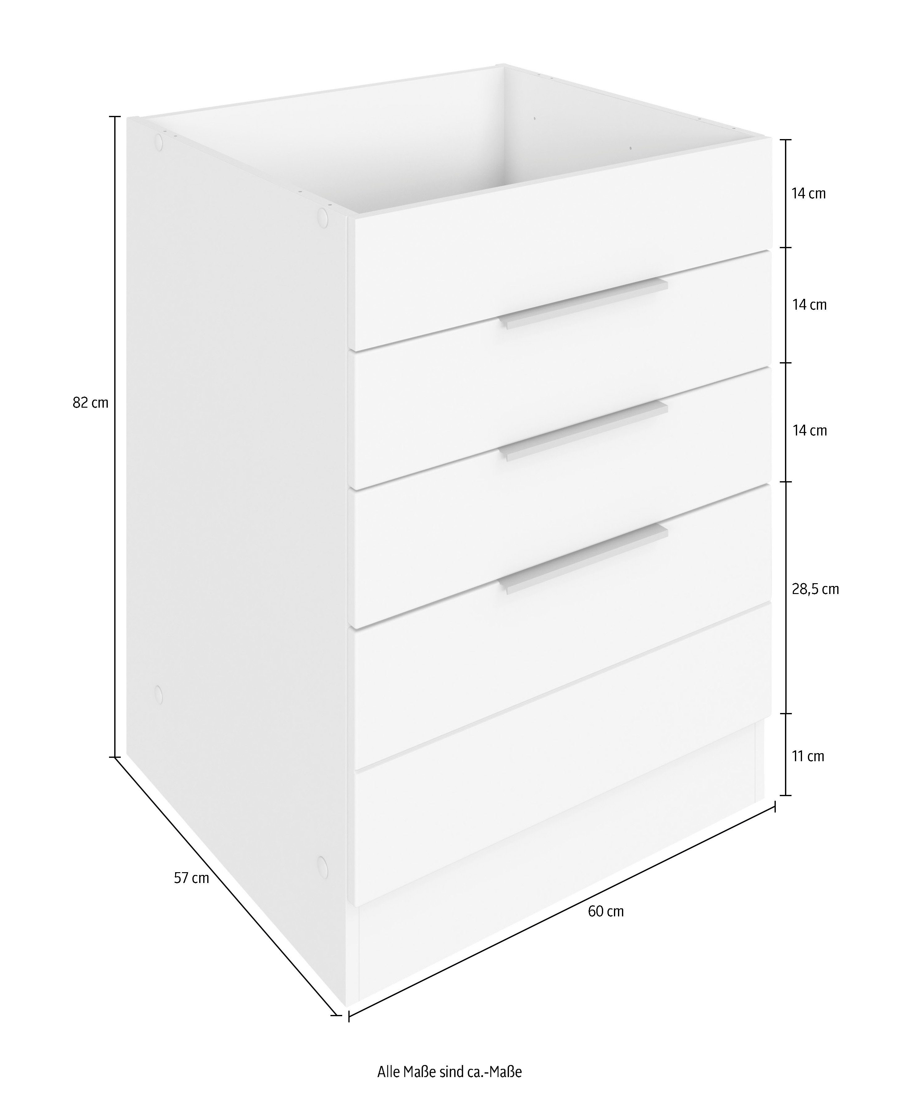 Luhe HELD Kochfeldumbauschrank MÖBEL Lisene breit, MDF-Fronten 60 weiß cm | Matt/weiß weiß mit hochwertige waagerechter