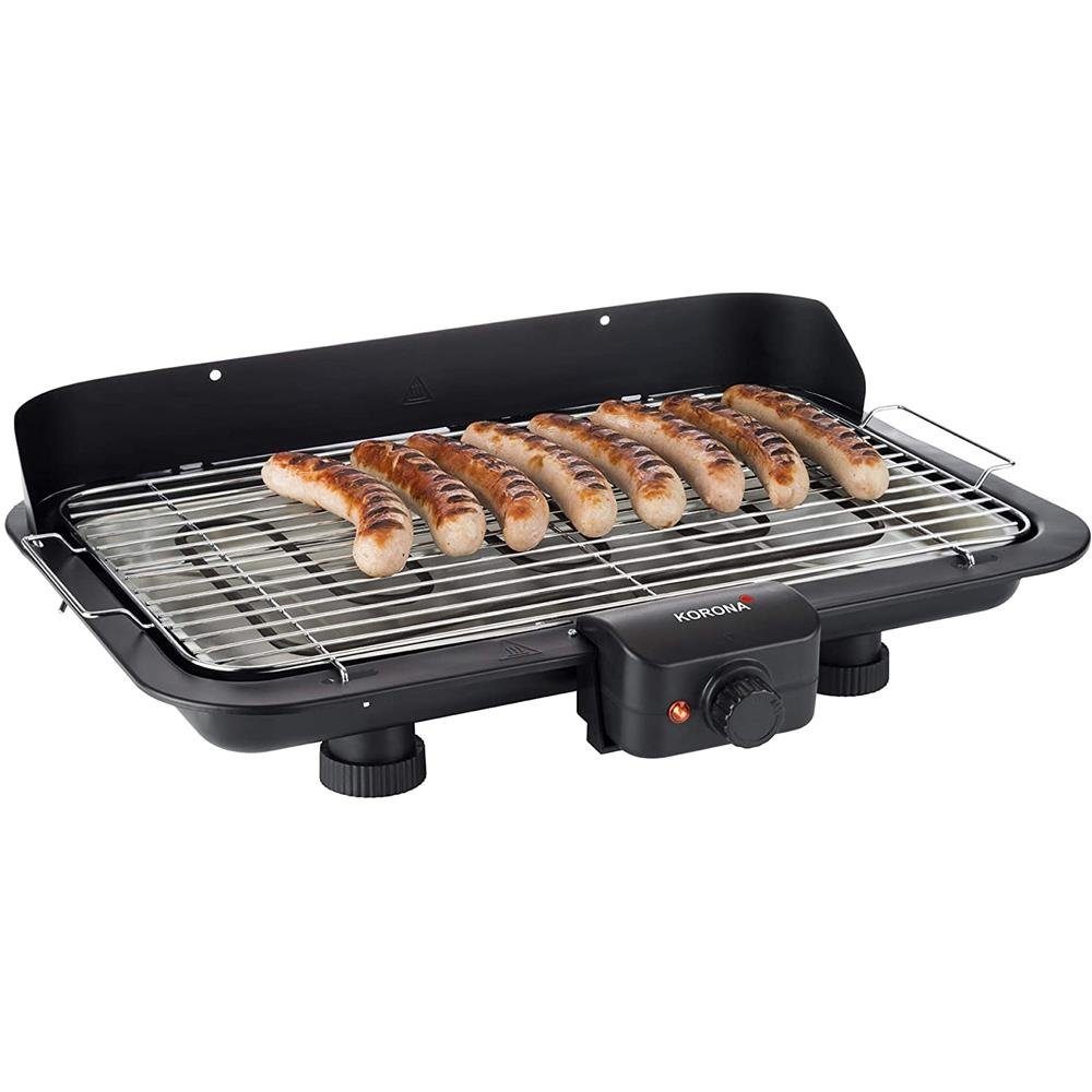 KORONA Tischgrill 46117 Elektrischer Tischgrill, 2200 Watt Elektrogrill, XXL Grillrost, große Grillfläche, schwarz