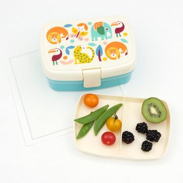 Rex London Lunchbox mit herausnehmbaren Fach Wild Wonders, Kunststoff, BPA-frei, (mit Clipverschluss, ca. 17 x 13 x 7,5 cm), Snack Obst Behälter Dose Box