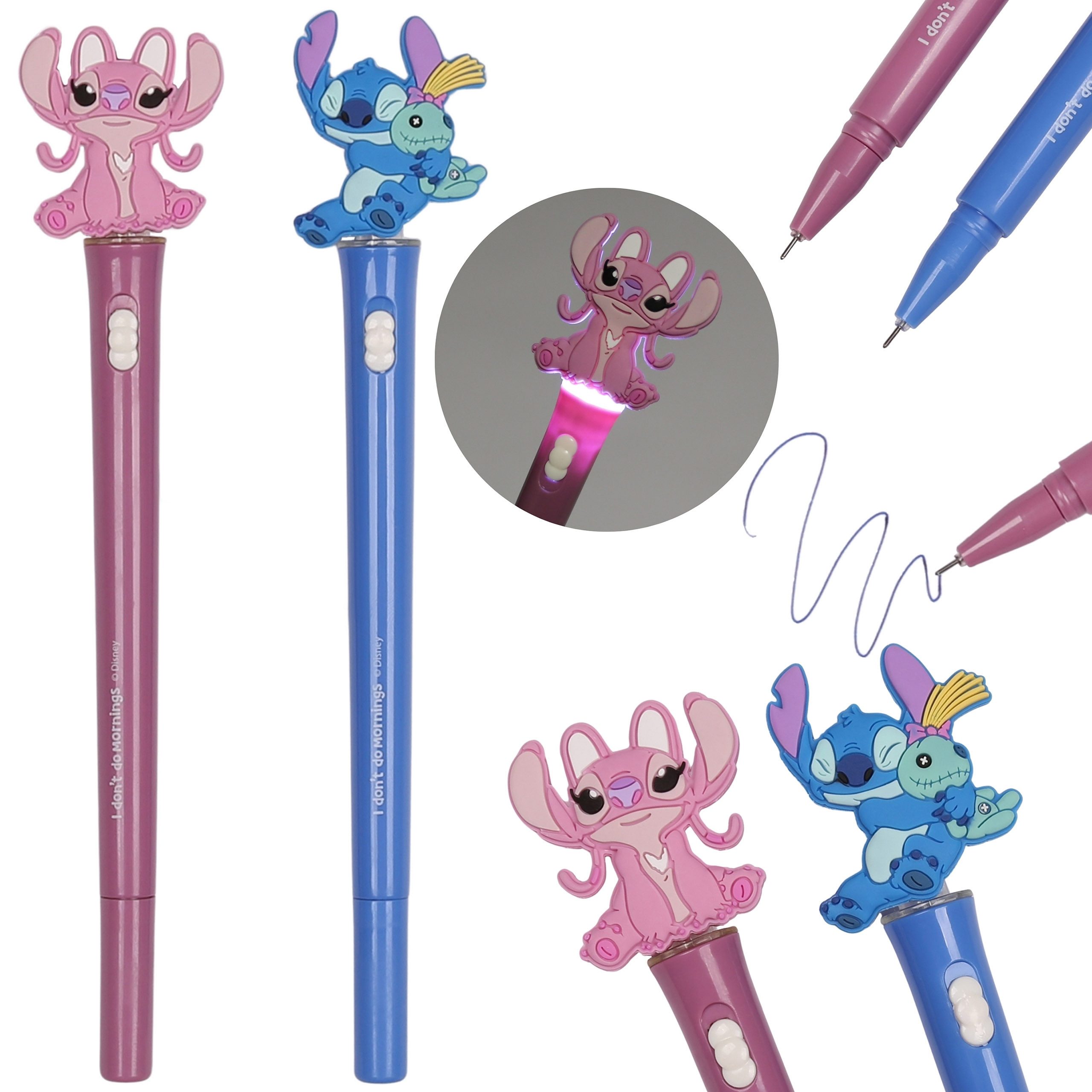 Disney Gelroller DISNEY Stitch 2x leuchtender Stift, Figuren, blaue Tinte, Set