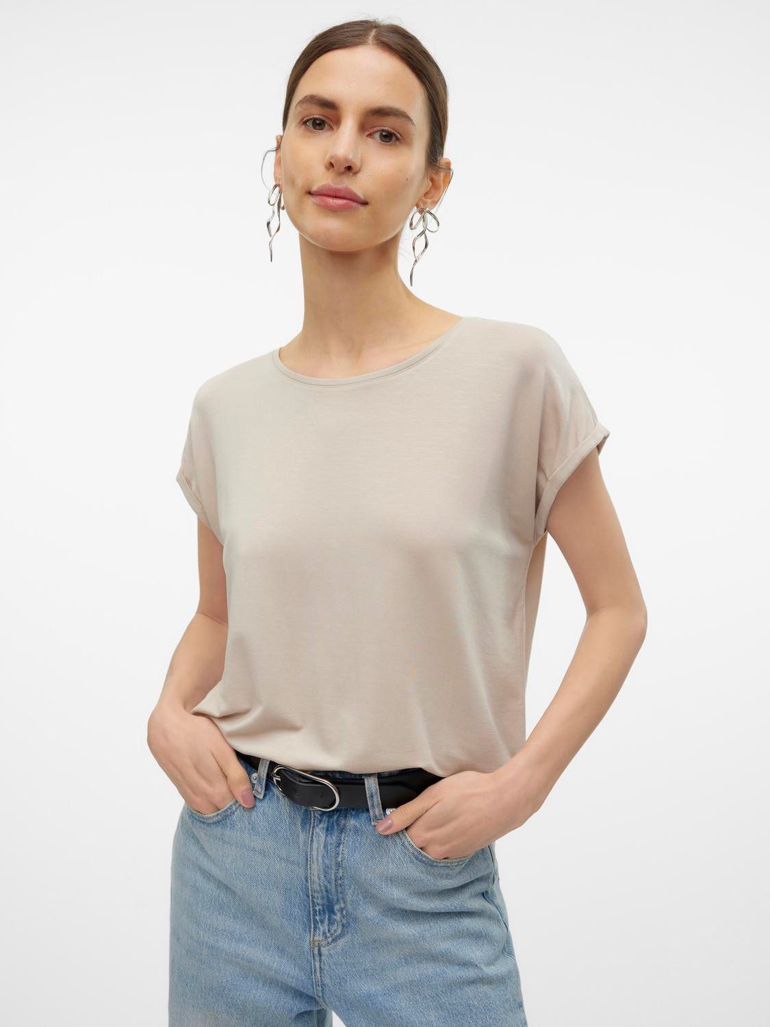 Vero Moda Rundhalsshirt VMAVA PLAIN SS TOP GAJRS NOOS