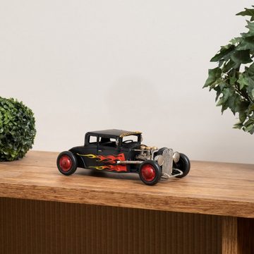 Moritz Dekoobjekt Blech-Deko Rennwagen mit Flammen Bemalung, Modell Nostalgie Antik-Stil Retro Blechmodell Miniatur Nachbildung