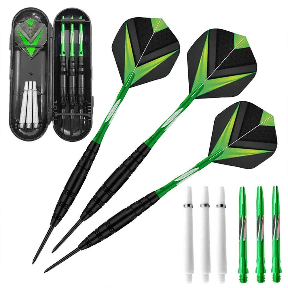 HUGERSTONE Dartpfeil Dartpfeie Steeldart mit Robusten Stahlspitzen, Rutschfest Steeldarts, 3 Dart Pfeile Geeignet für Anfänger, Profis, Leicht zu Kontrollieren