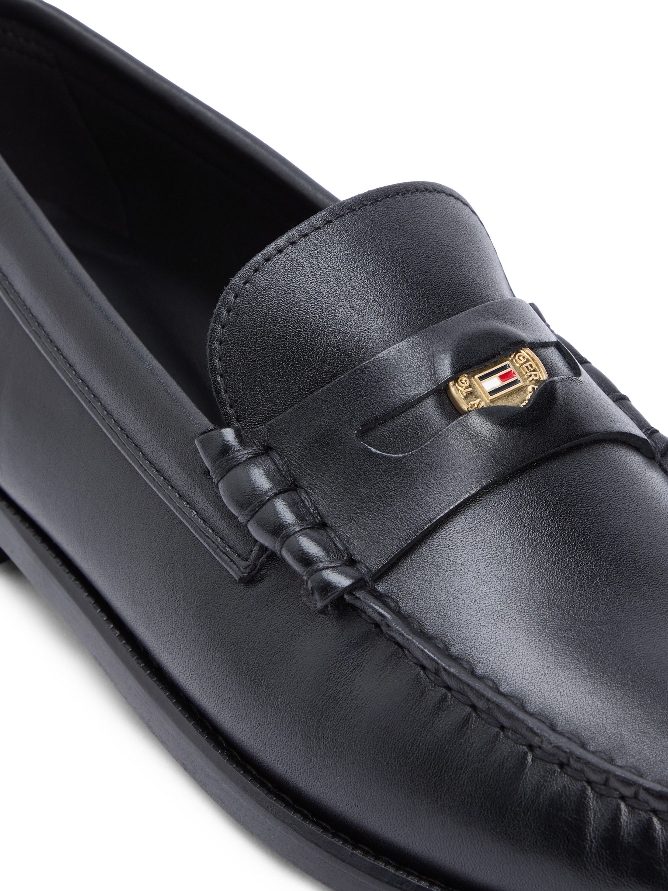 Tommy Hilfiger HILFIGER PENNY CRUST LTH LOAFER Loafer Slipper, Businessschuh mit Zierriegel und Penny