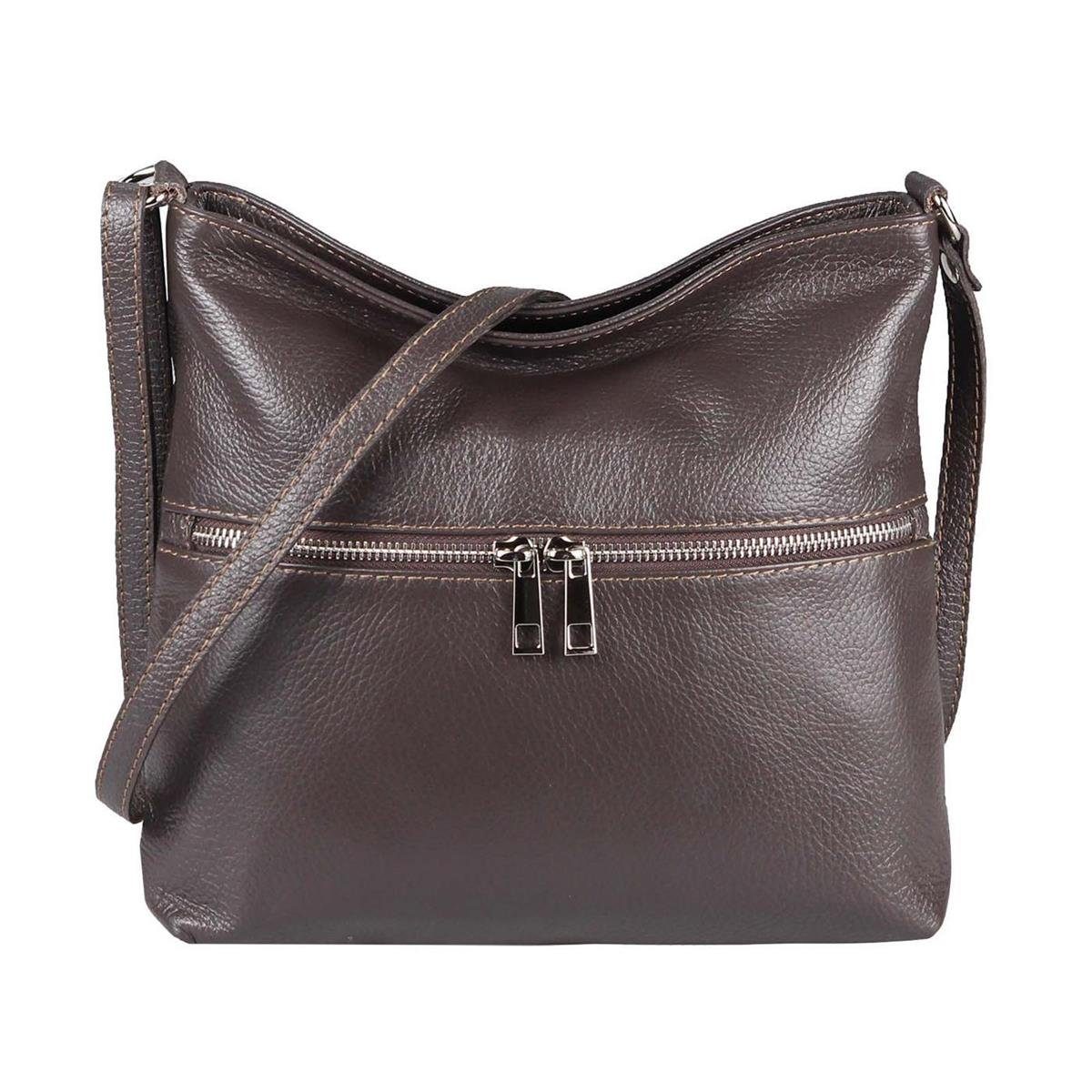 Schultertasche Made in Italy Damen Leder Tasche CrossOver
