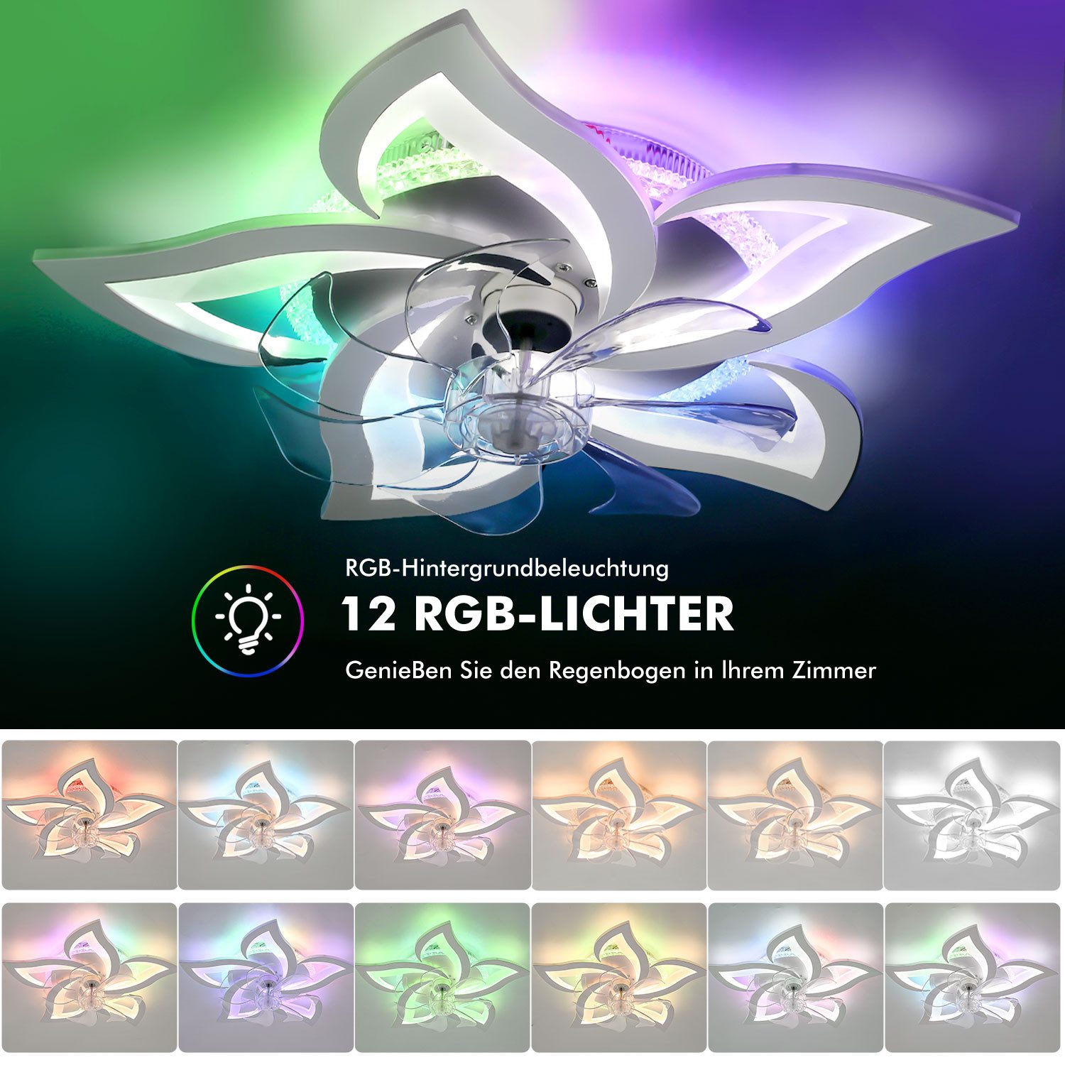 oyajia Deckenventilator 72W Deckenleuchte mit RGB günstig online kaufen