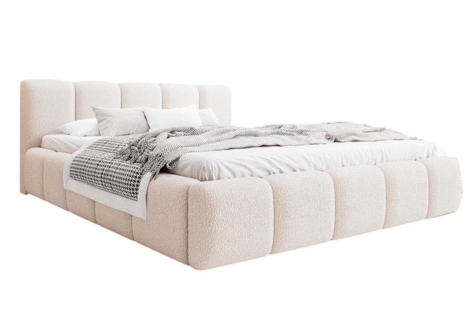 Compleo Polsterbett mit niedriges Kopfteil, Design Bett Abgerundet mit dick günstig online kaufen