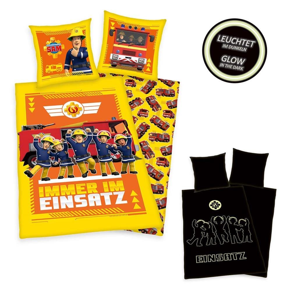 Herding Wendebettwäsche Feuerwehrmann Sam Bettwäsche mit Leuchteffekt, Baum günstig online kaufen