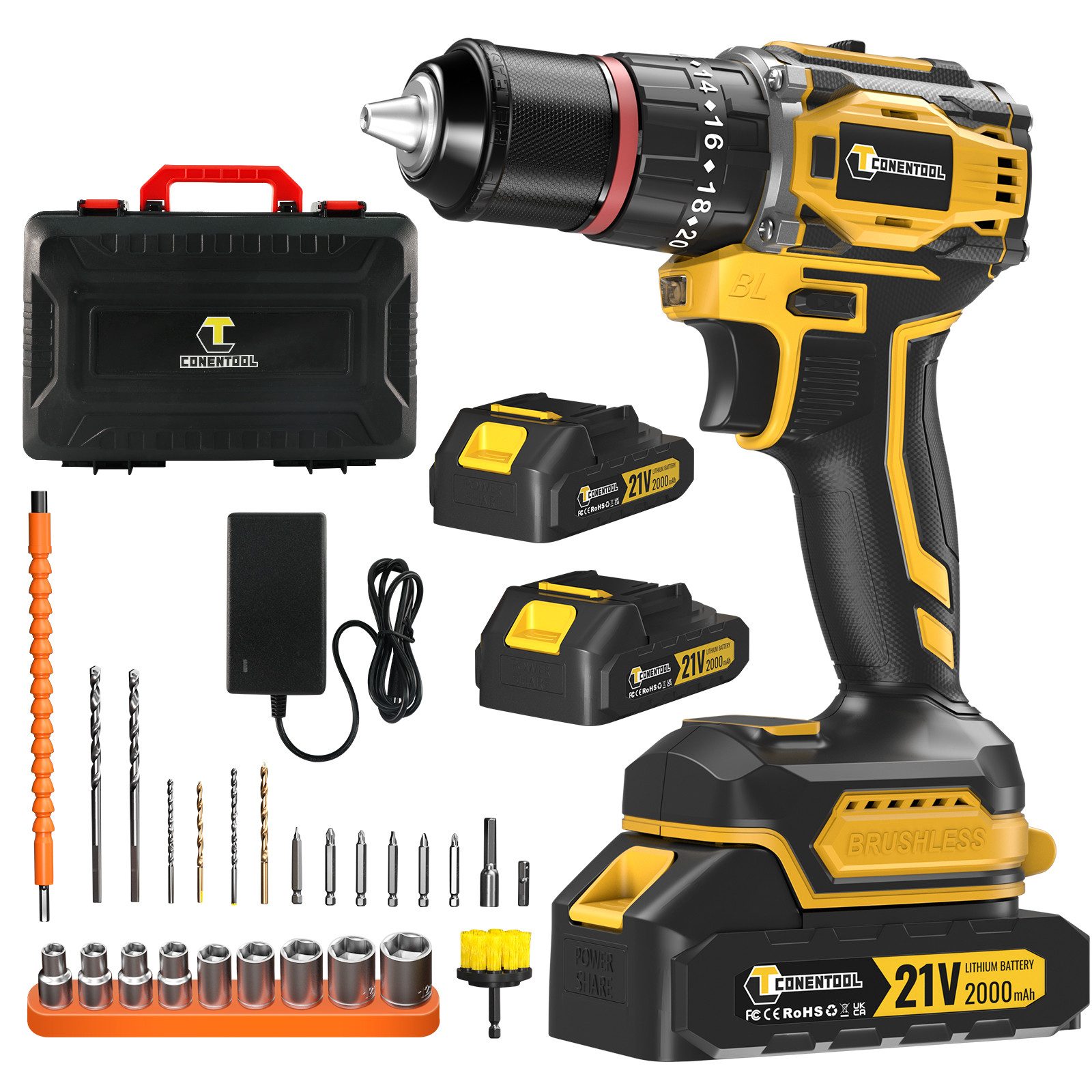 Akku-Schraubendreher 21V 3-in-1 Bürstenloser Elektrischer Schraubendreher Set