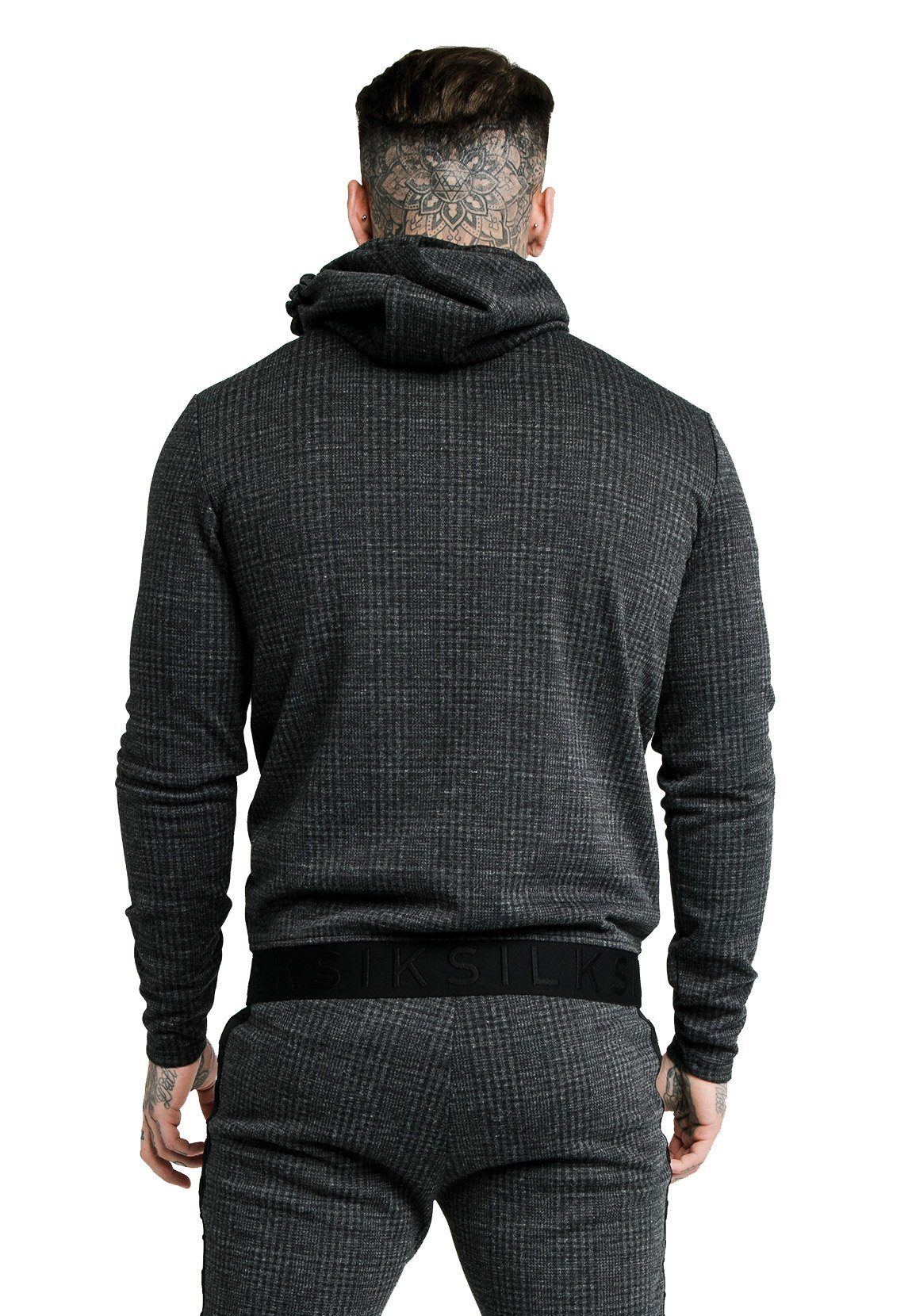 Siksilk HOODIE SS-17885 Zipper CHECK Grey TONAL SikSilk AGILITY Sweater Herren