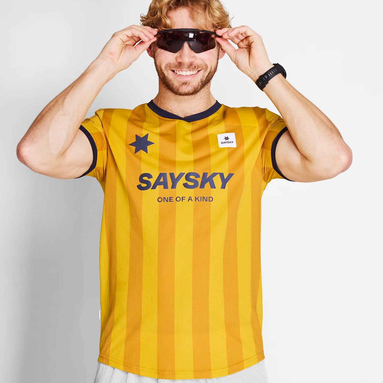 Saysky Laufshirt Saysky Stripe Combat T-Shirt Gelb