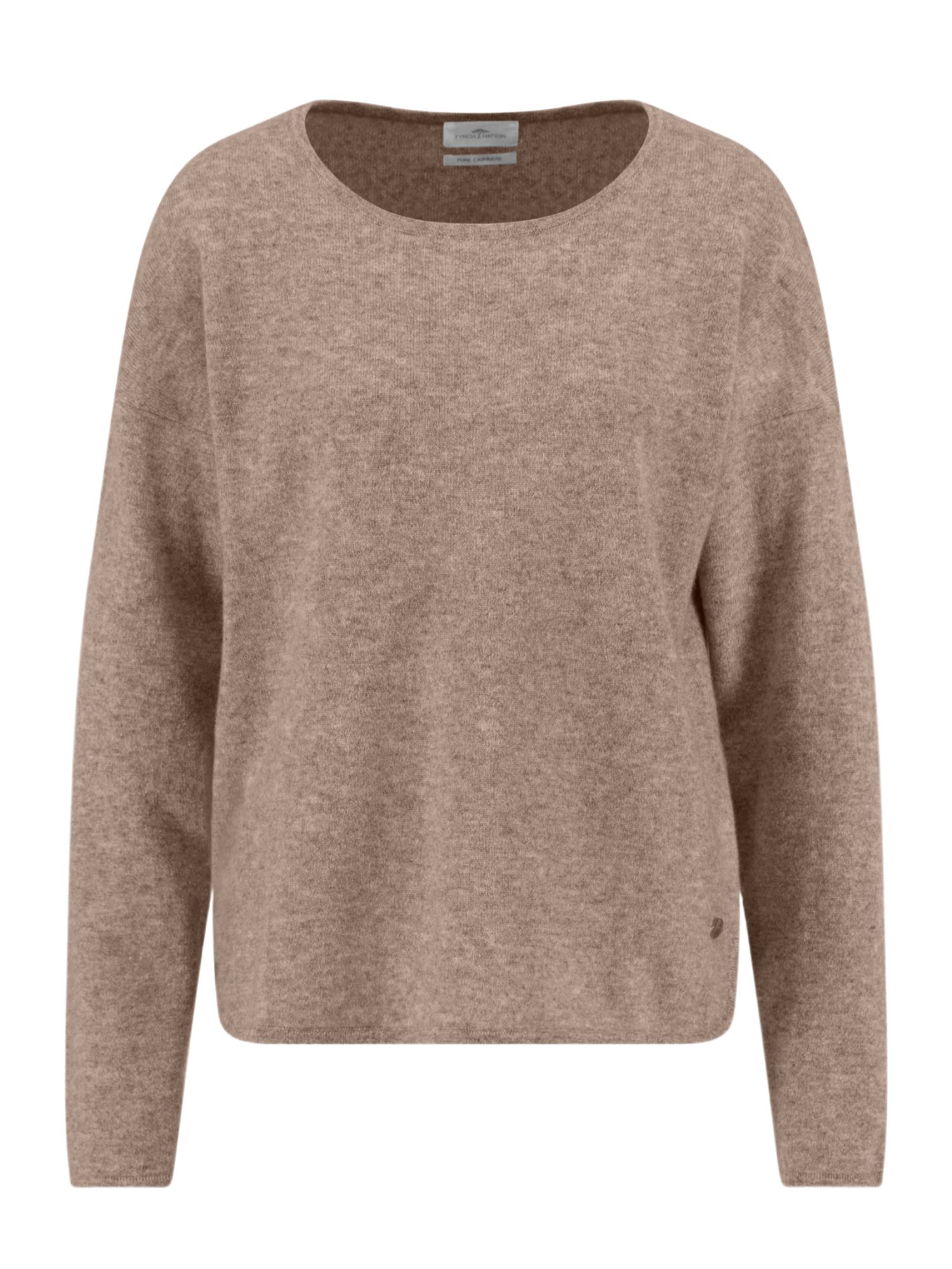 FYNCH-HATTON Strickpullover braun,Casual,Kaschmir,Meliert,Rundhals,Lang,Casual Fit