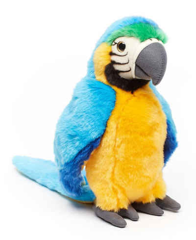 Uni-Toys Kuscheltier Papagei - rot oder blau - 24 cm (Höhe) - Plüsch-Vogel - Plüschtier, zu 100 % recyceltes Füllmaterial