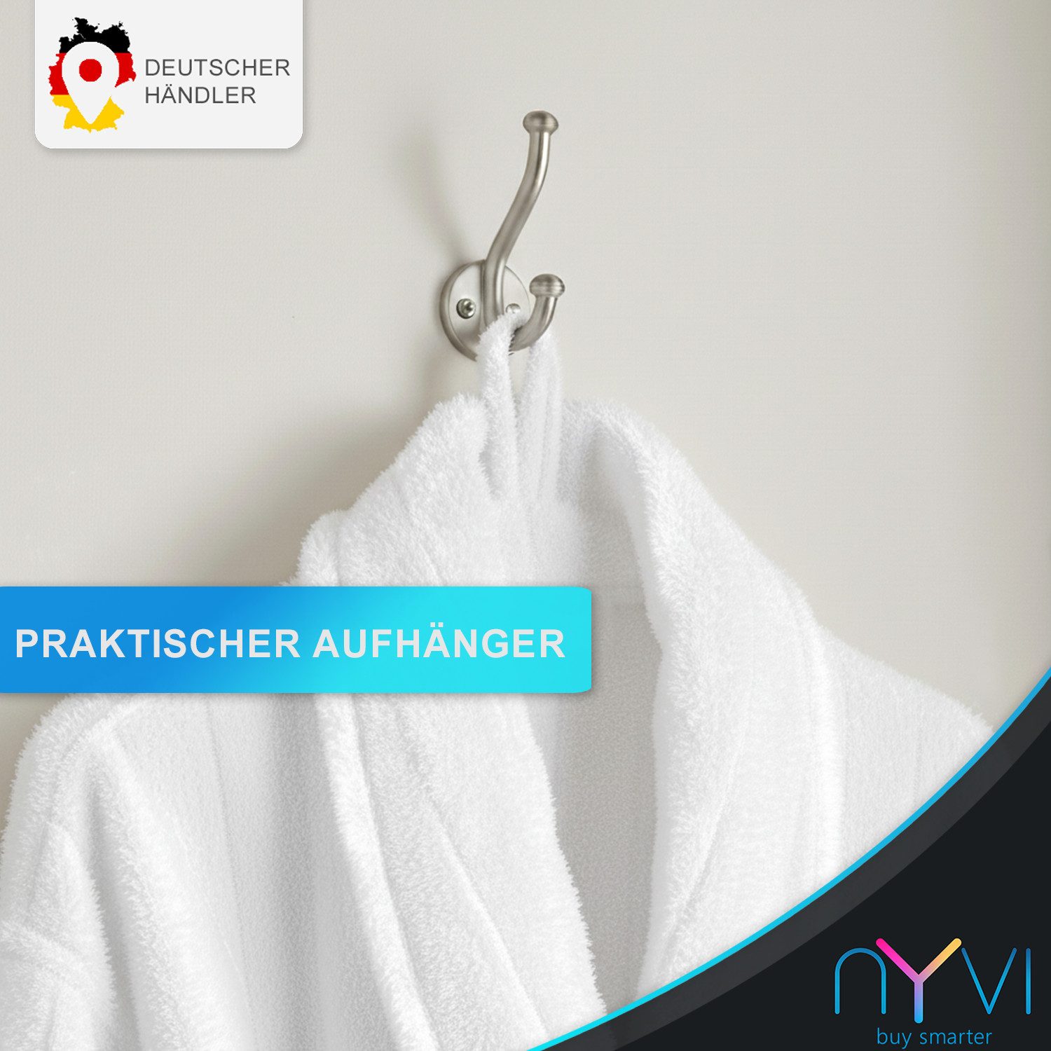 NYVI Bademantel Bademantel Jacquard SuperSoft Unisex für Damen & Herren Extra Weich, Microfaser, Morgenmantel mit Gürtel, Taschen - Damenbademantel Herrenbademantel