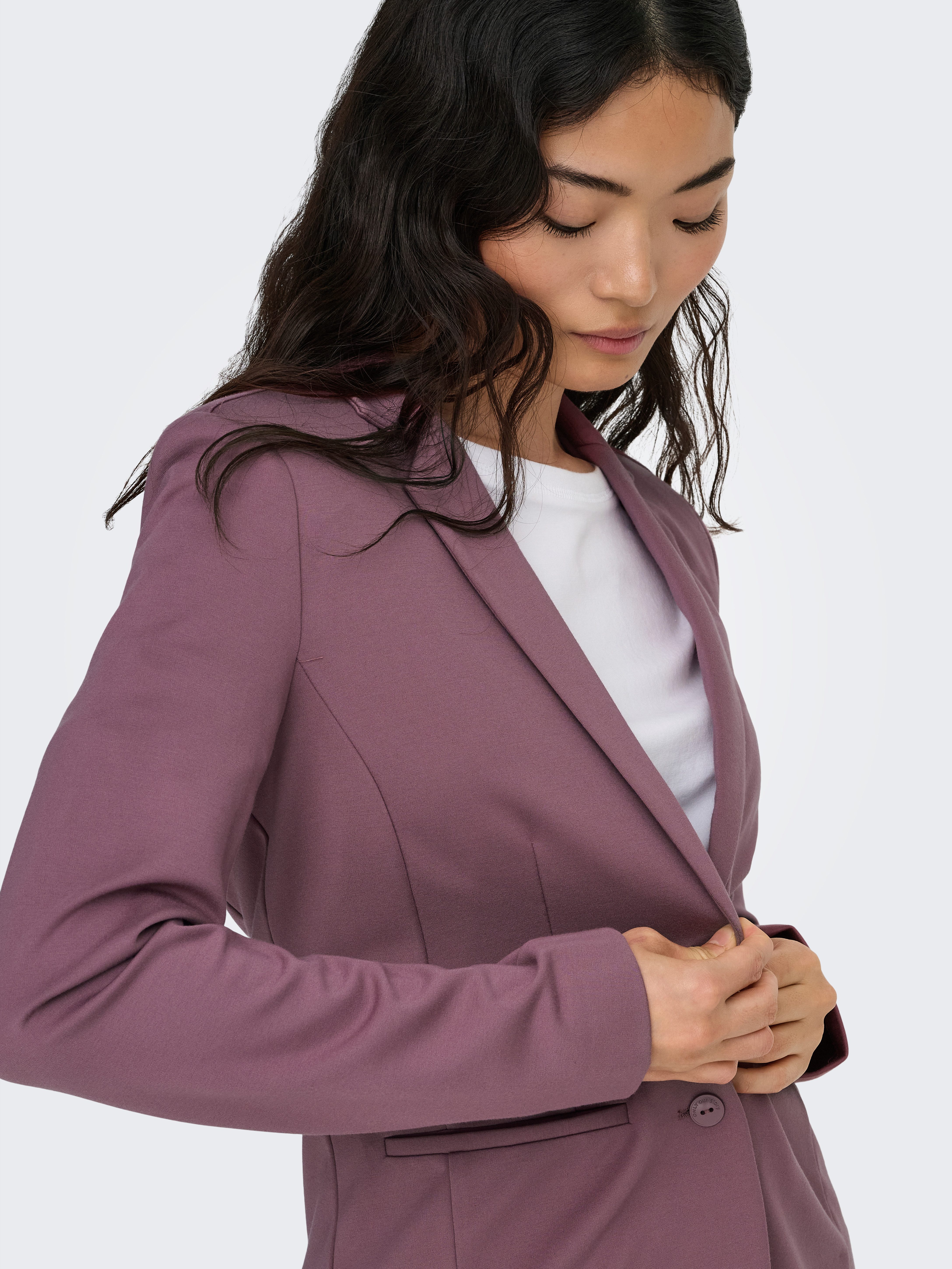 ONLY Jerseyblazer ONLPOPTRASH – 2-Knopf Blazer mit taillierter Silhouette regular fit, Milano Rib, Materialmix, Reverskragen, unifarben