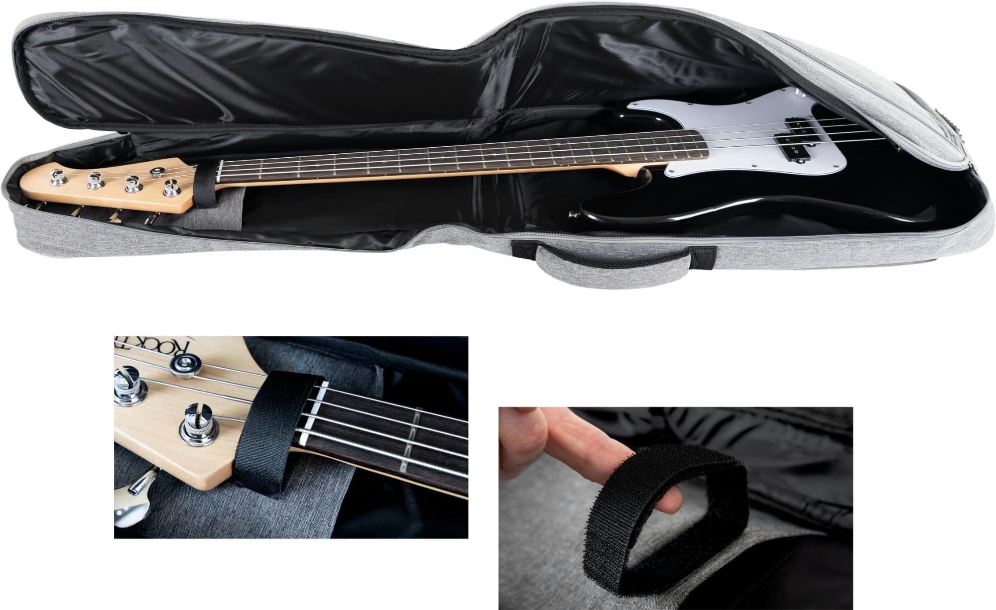 Rucksack-Gurte Gitarrentasche & Tasche Premium-Line, gepolsterte E-Bass GY Fixierung für Shaman BGB-122 Instrumentenhals