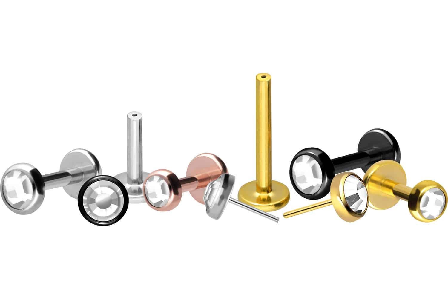 PIERCINGLINE Piercing-Set Titan Labret mit Push Fit KRISTALLDISC (Labrets, günstig online kaufen