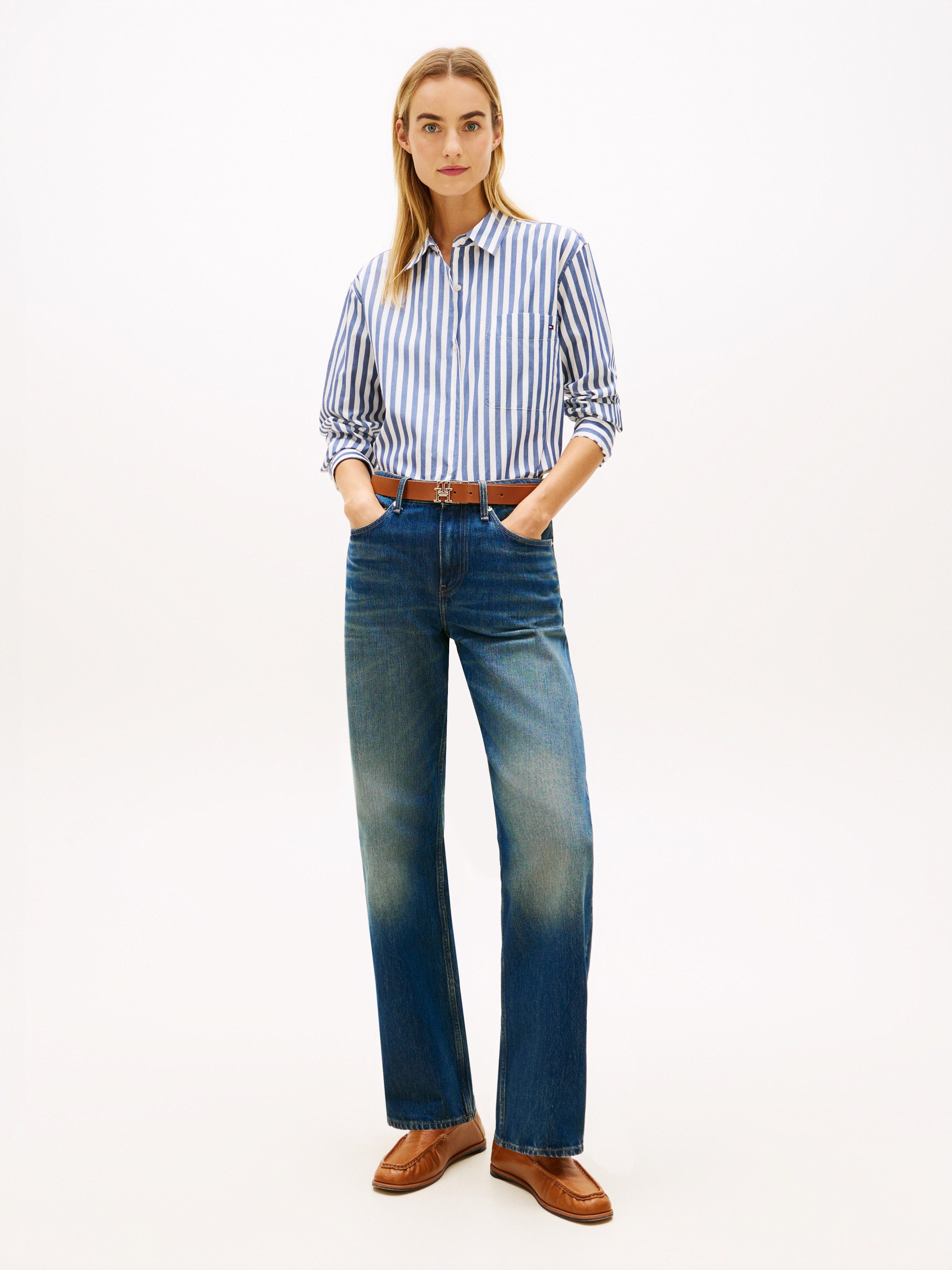 Tommy Hilfiger Langarmbluse ESS POPLIN EASY FIT SHIRT Baumwolle