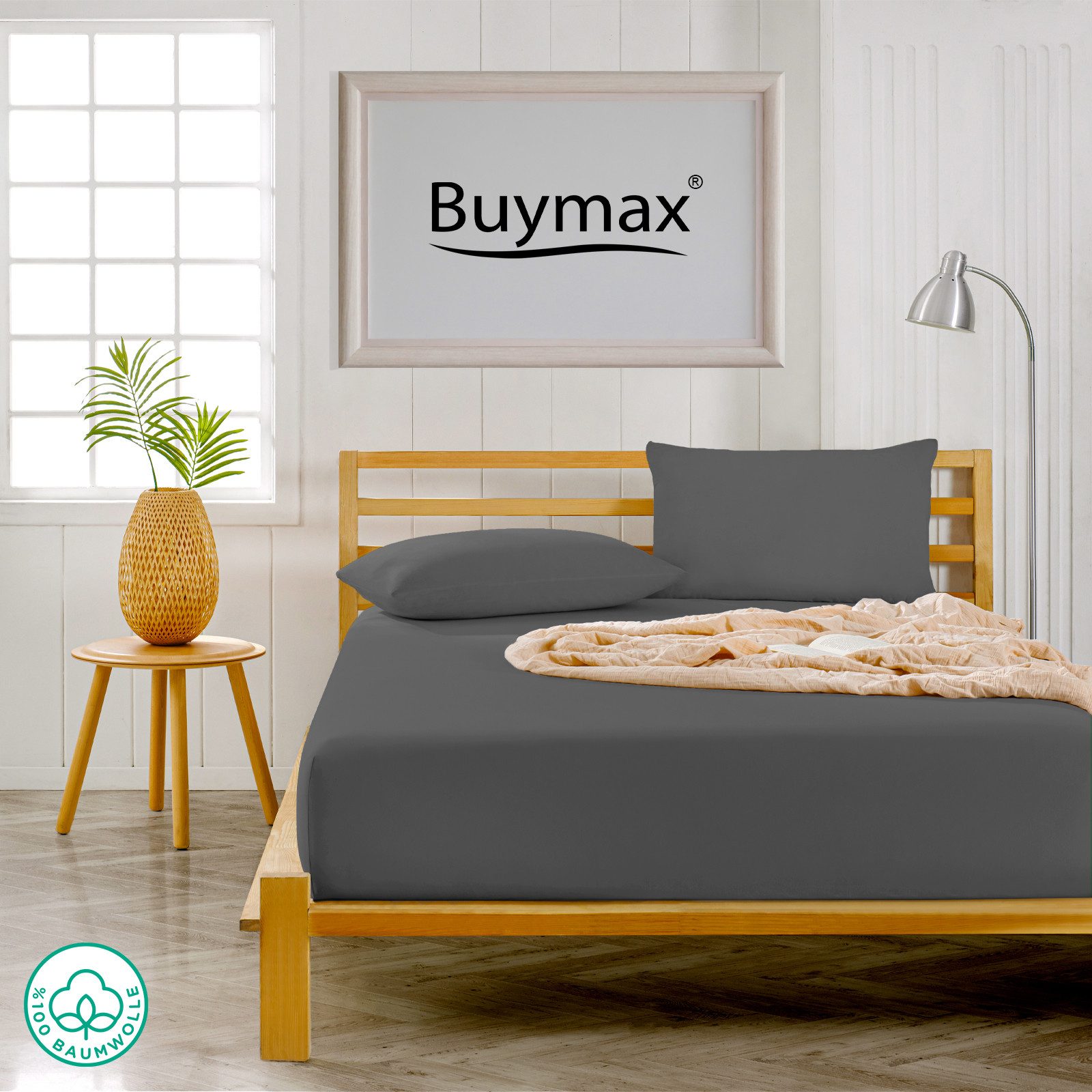 Buymax Kissenbezüge Kissenbezug 100% Baumwolle Premium Jersey, (2 Stück), Kissenhüllen, Reißverschluss, atmungsaktiv, unifarben, einfarbig