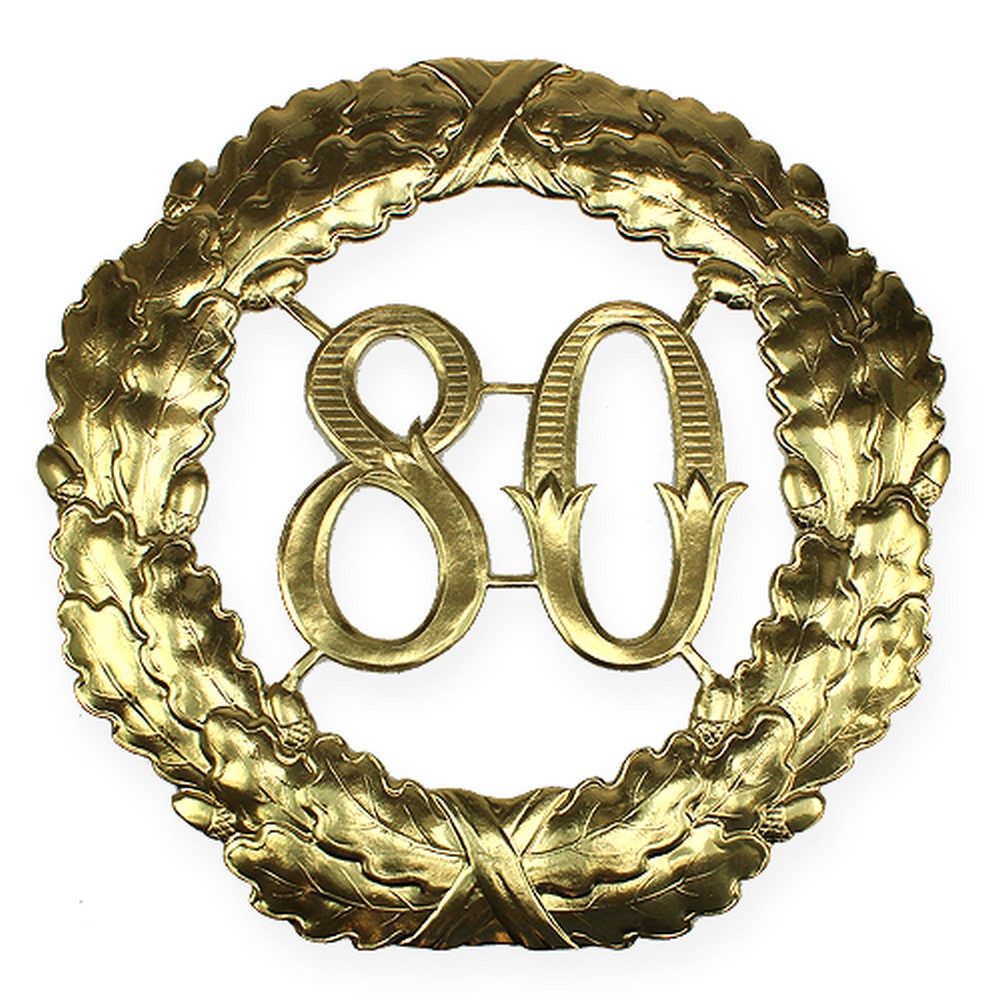 Florists Products Jubiläumskarte Goldene Jubiläumszahl 80, Deko-Kranz für Geburtstag &