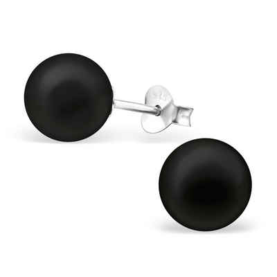 BUNGSA Ohrring-Set Ohrstecker Perle schwarz aus 925 Silber Damen (1 Paar (2 Stück), 2-tlg), Ohrschmuck Ohrringe
