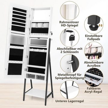 KOMFOTTEU Schmuckschrank Spiegelschrank mit verstellbarer LED & Ablage