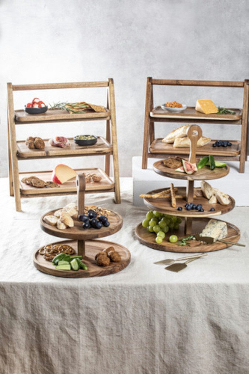 Ladelle Etagere GATHER Servierturm akazie rund 2-etagig, Akazienholz, (Serviertürme), Gather Round Acacia 2 Tier Serving Tower 30x30x27.5cm