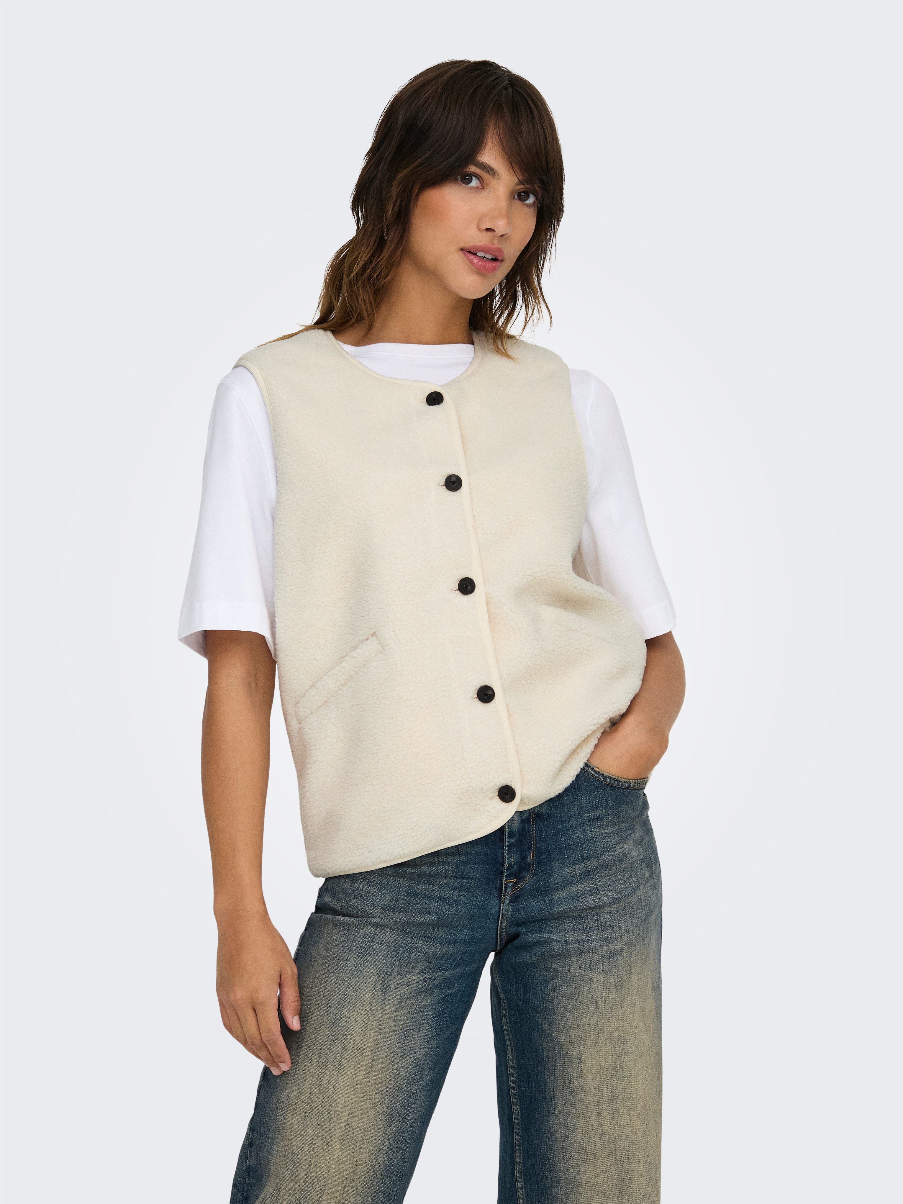 ONLY Plüschweste ONLBABY LIFE TEDDY VEST PNT CS Kunstfaser