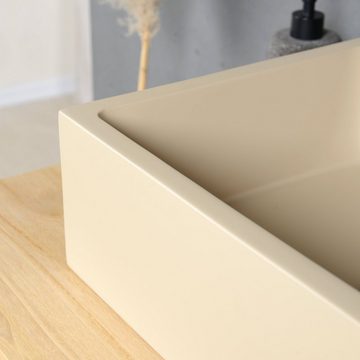 wohnfreuden Aufsatzwaschbecken Terrazzo Waschbecken FLORENTINA 45 cm in buttermilk Cremeton (Kein Set), 126463