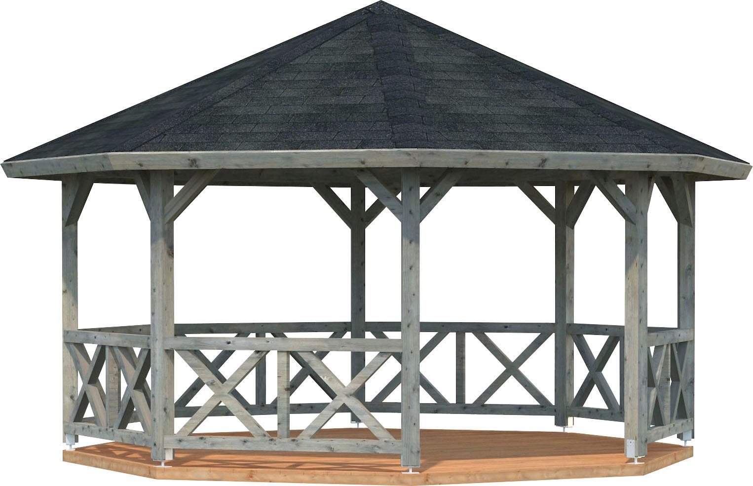 Palmako Holzpavillon Betty, grau 551x551 cm, BxT