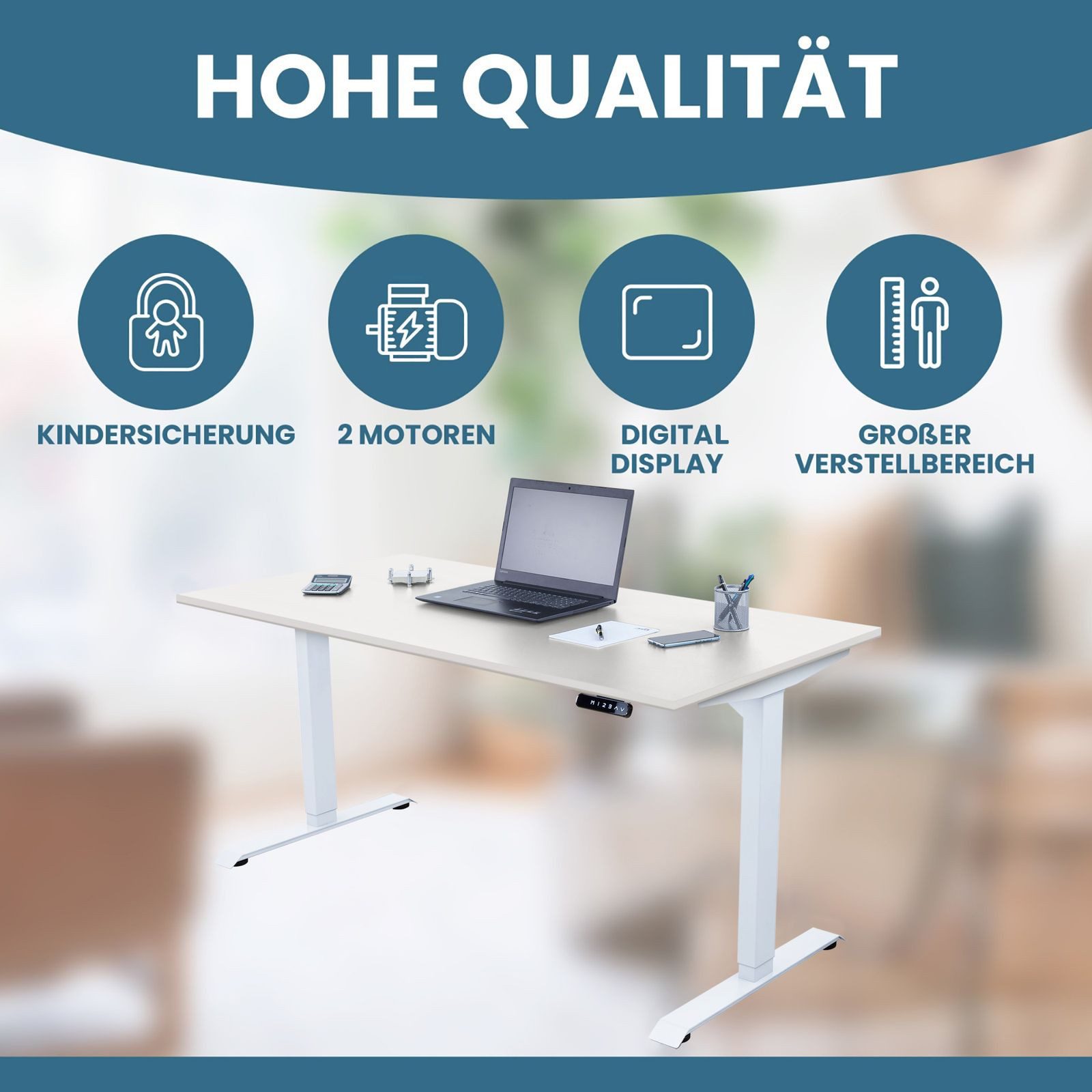 Schaff Schreibtisch elektrisch Premium höhenverstellbar ergonomisch 3 individuelle Höhen