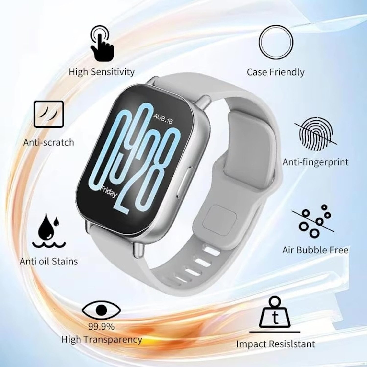 Wigento Smartwatch-Hülle Für Xiaomi Redmi Watch 5 Active Hydrogel Schutz Folie Transparent, Hydrogel Display Schutz Folie – Bild 2 von 5