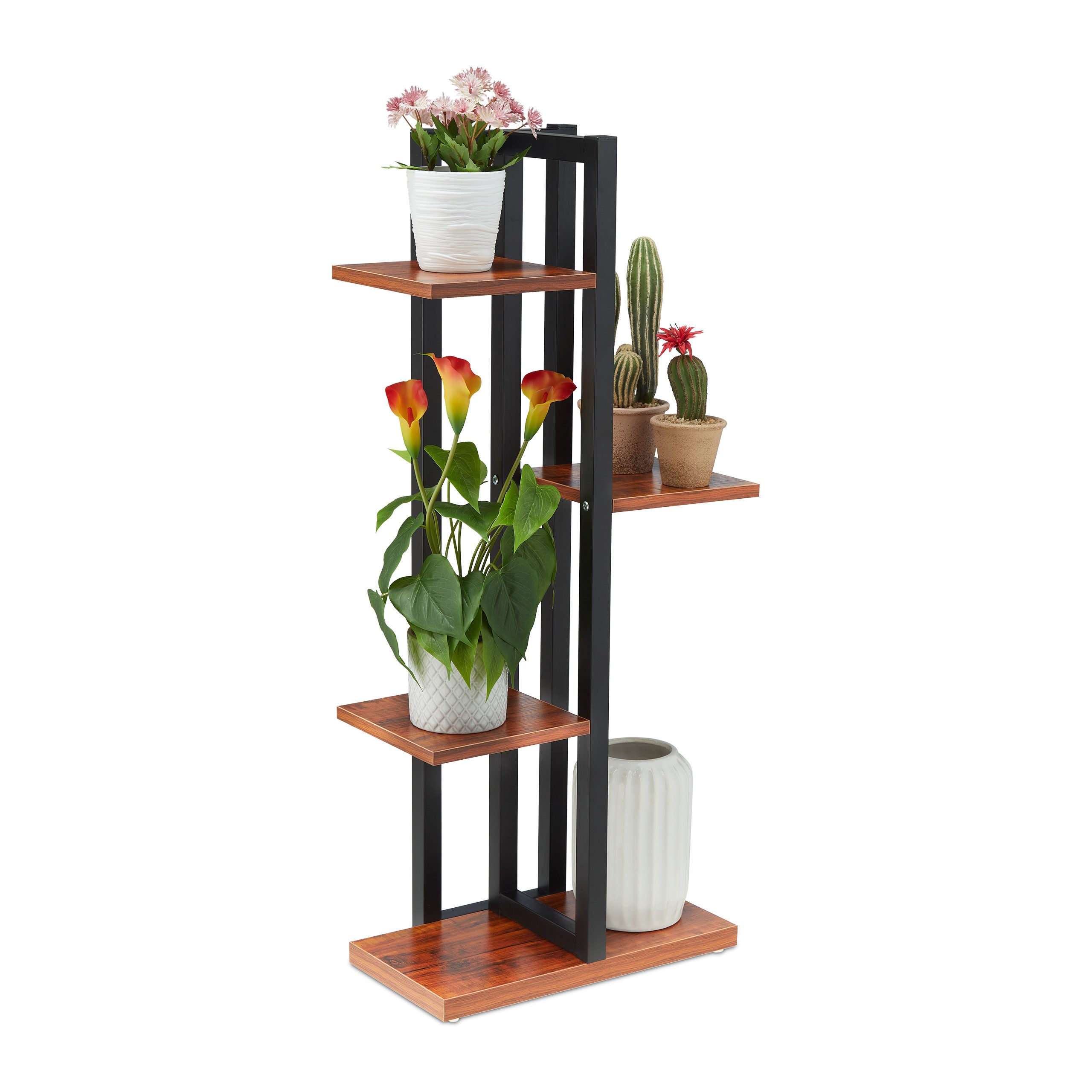 relaxdays Blumenständer Blumenregal Metall, Dunkelbraun günstig online kaufen