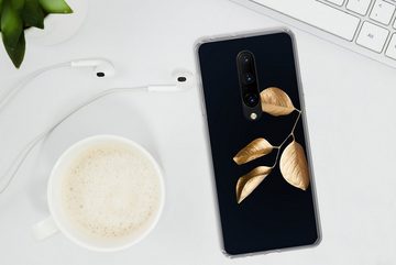MuchoWow Handyhülle Blätter - Zweig - Gold - Luxus, Phone Case, Handyhülle OnePlus 7 Pro, Silikon, Schutzhülle