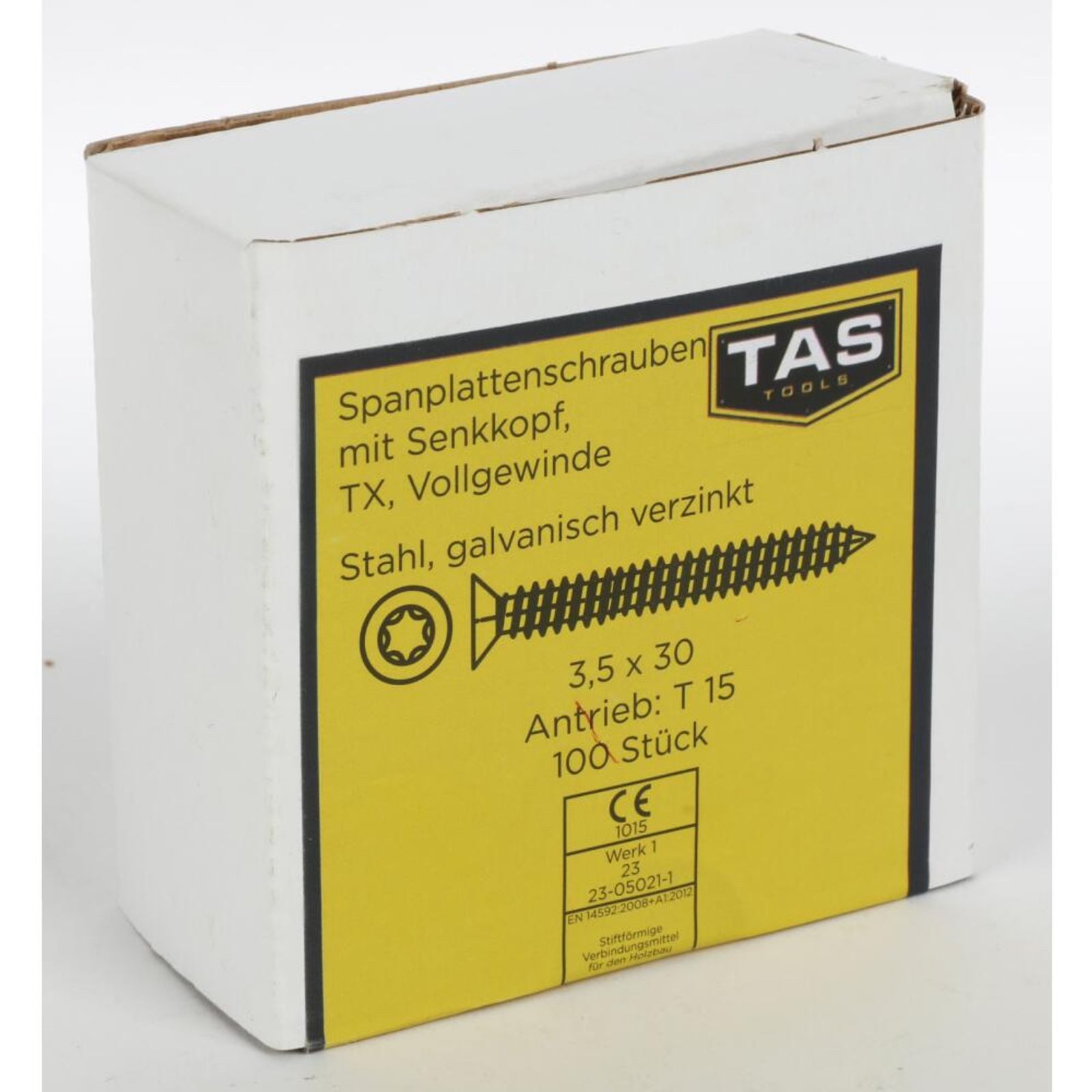 BURI Spanplattenschraube 12x TAS Spanplattenschrauben 50 Stück 3,5x30mm TX Teilgewinde Senkkopf, (600 St)