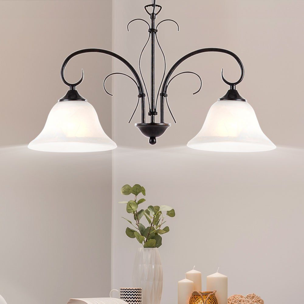 Alabaster etc-shop Decken Optik Lampe LED im Ess Pendel Zimmer Warmweiß, Pendelleuchte, inklusive, Leuchte Retro Leuchtmittel rost