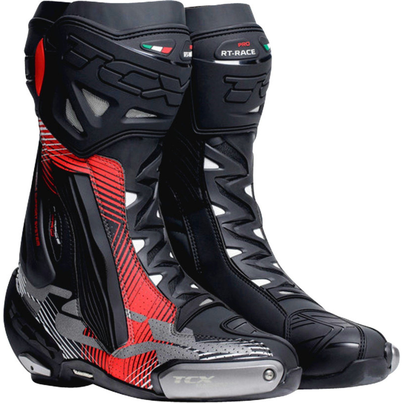 TCX TCX RT-Race Pro Air Motorradstiefel Herren schwarz / rot / weiß 43 Motorradstiefel (Packung, Antistatische und Öl- und Benzinfeste Sohle)