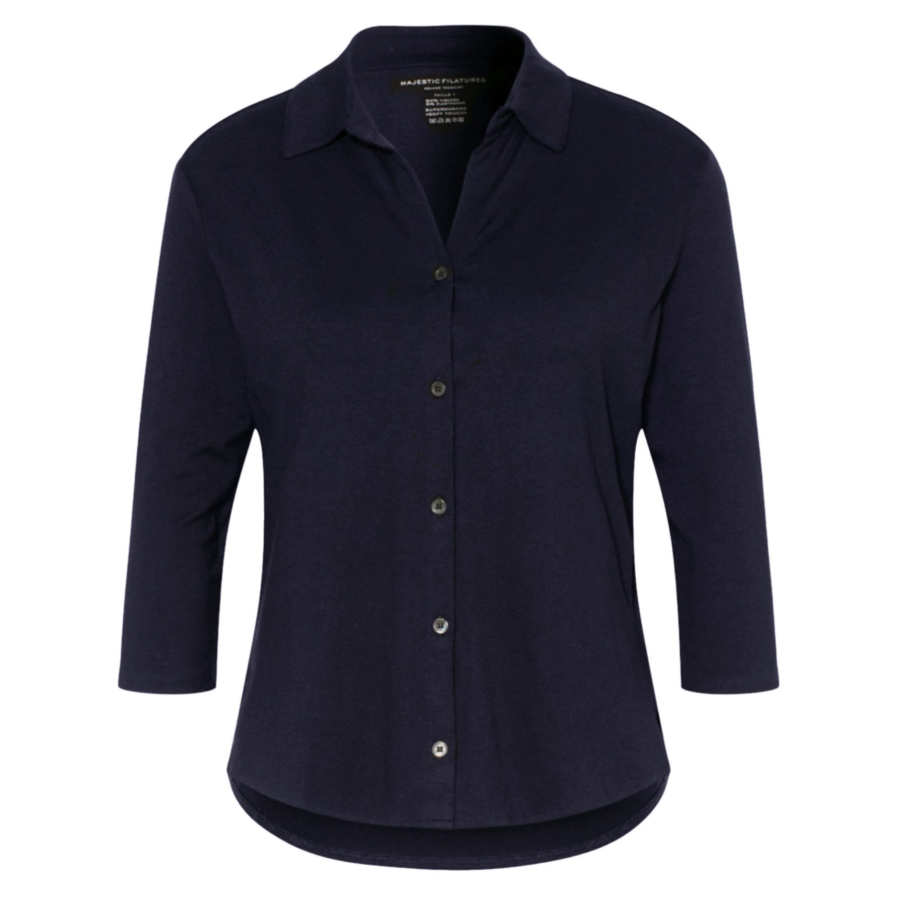 MAJESTIC FILATURES Langarmbluse MAJESTIC FILATURES Bluse aus Viskose - Blau