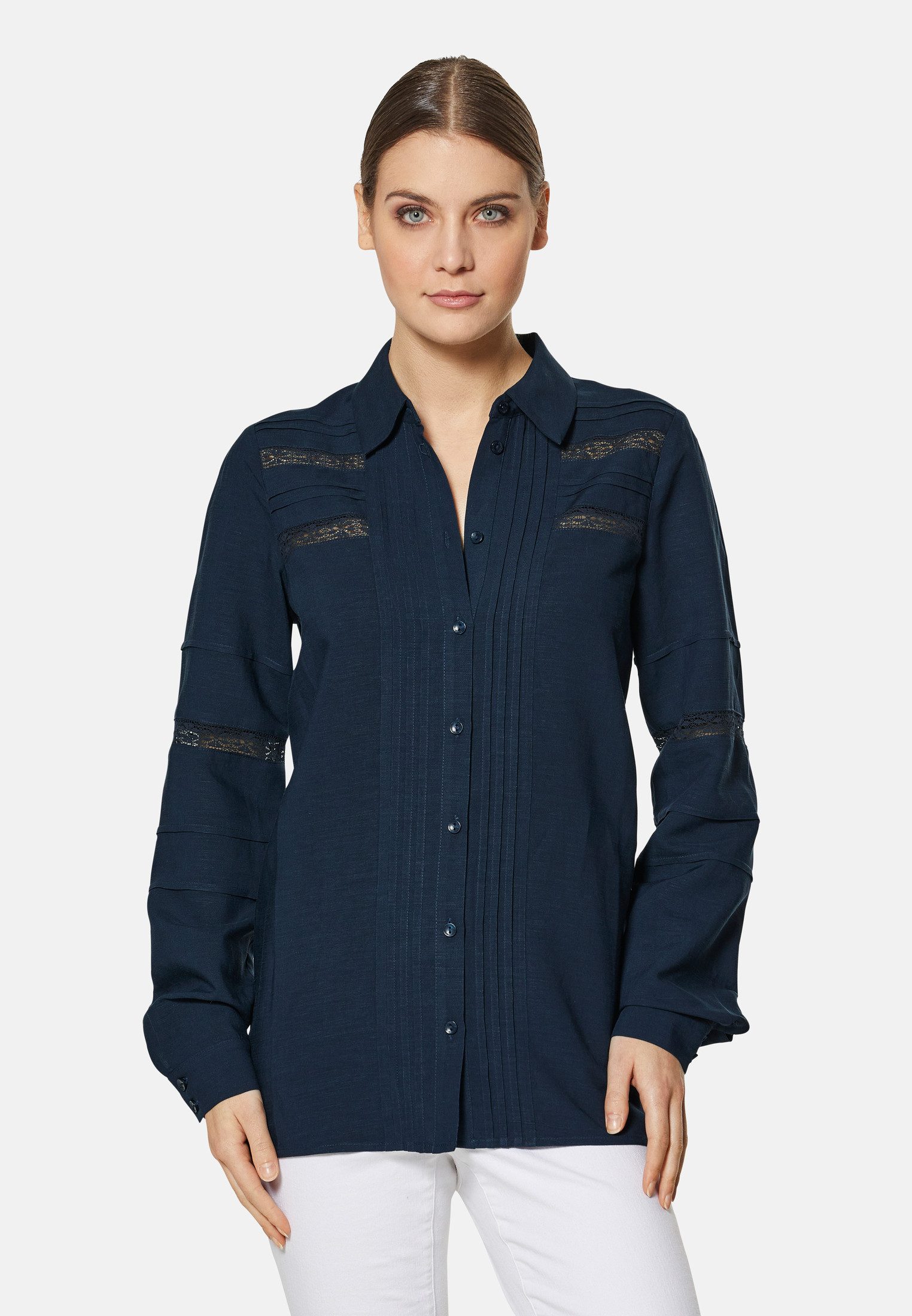 Hemdbluse Langes Hemd mit Leinen-Anteil