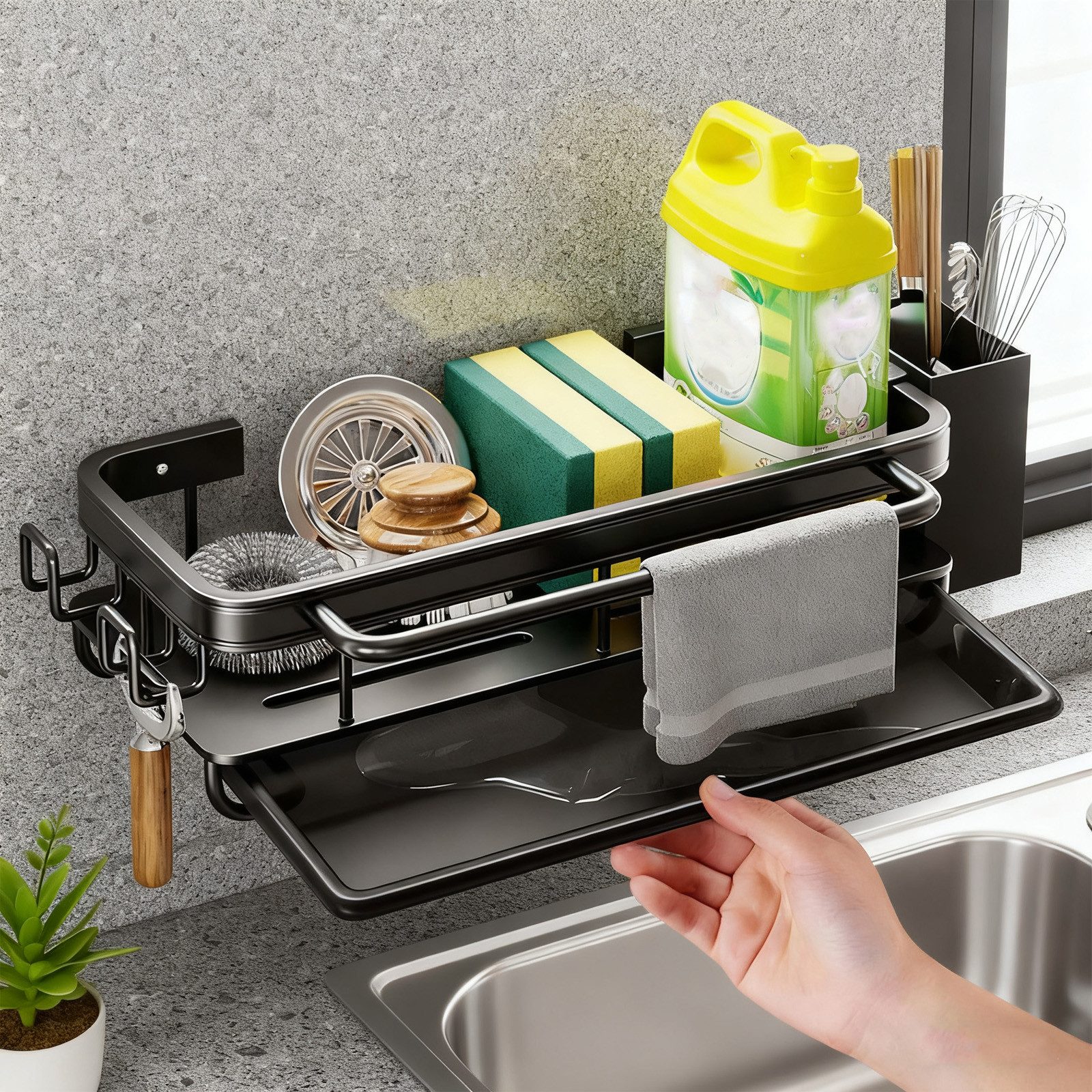 MODFU Küchenorganizer-Set Küchen- und Spülbecken-Aufbewahrungsregal Schwamm günstig online kaufen