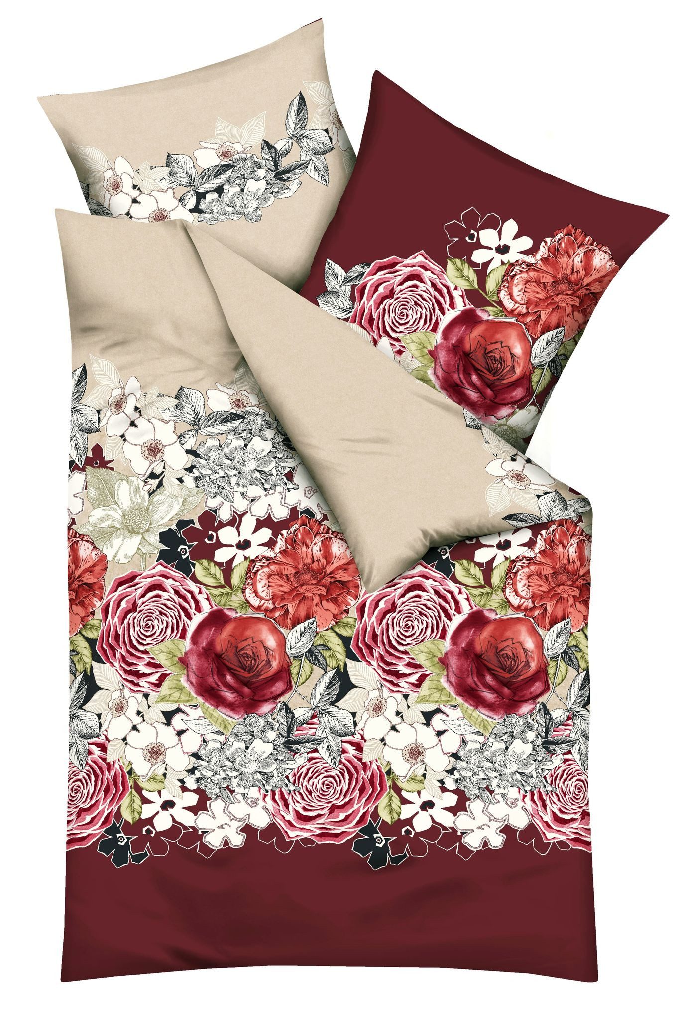 Kaeppel Bettwäsche Kaeppel Linon / Renforcé Bettwäsche 135x200cm 2 tlg. Dolce Vita, Renforcé, 2 teilig, Bettwäsche mit großem Blumenmotiv und einem Wendekopfkis – Bild 5 von 5