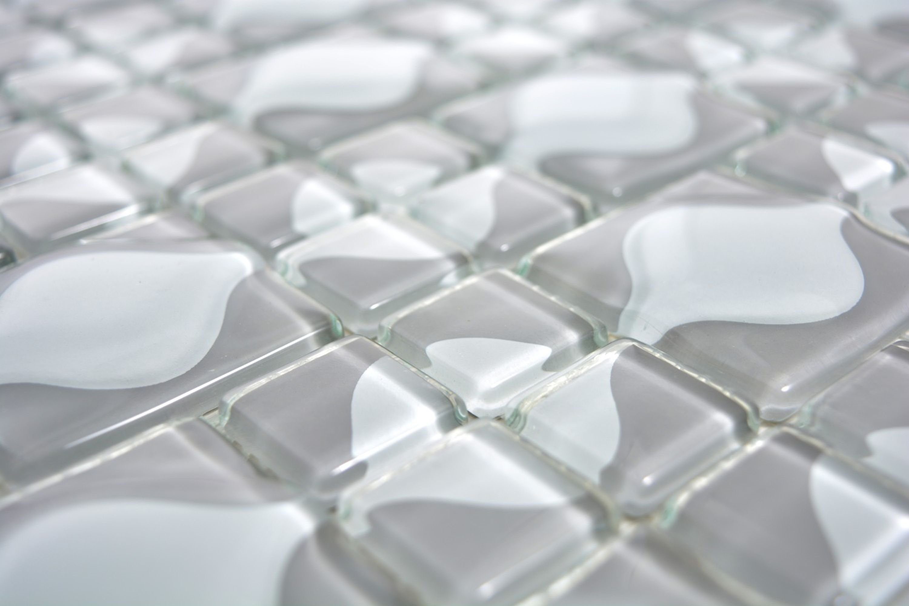 Mosani Dot Design Mosaikfliesen 3D Mosaikfliesen Grey Glasmosaik WC grau BAD